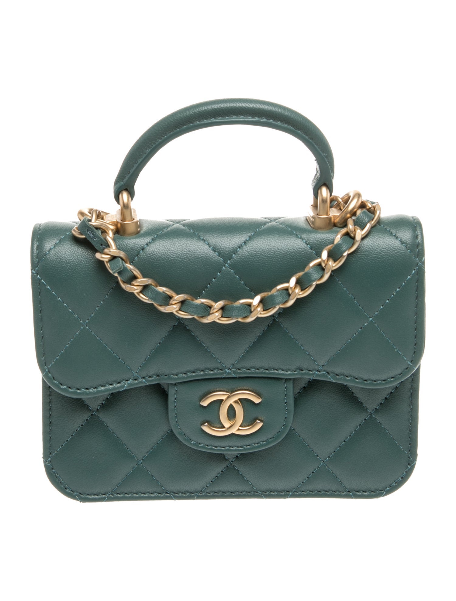 Chanel 2021 Top Handle Flap Coin Purse w/ Chain