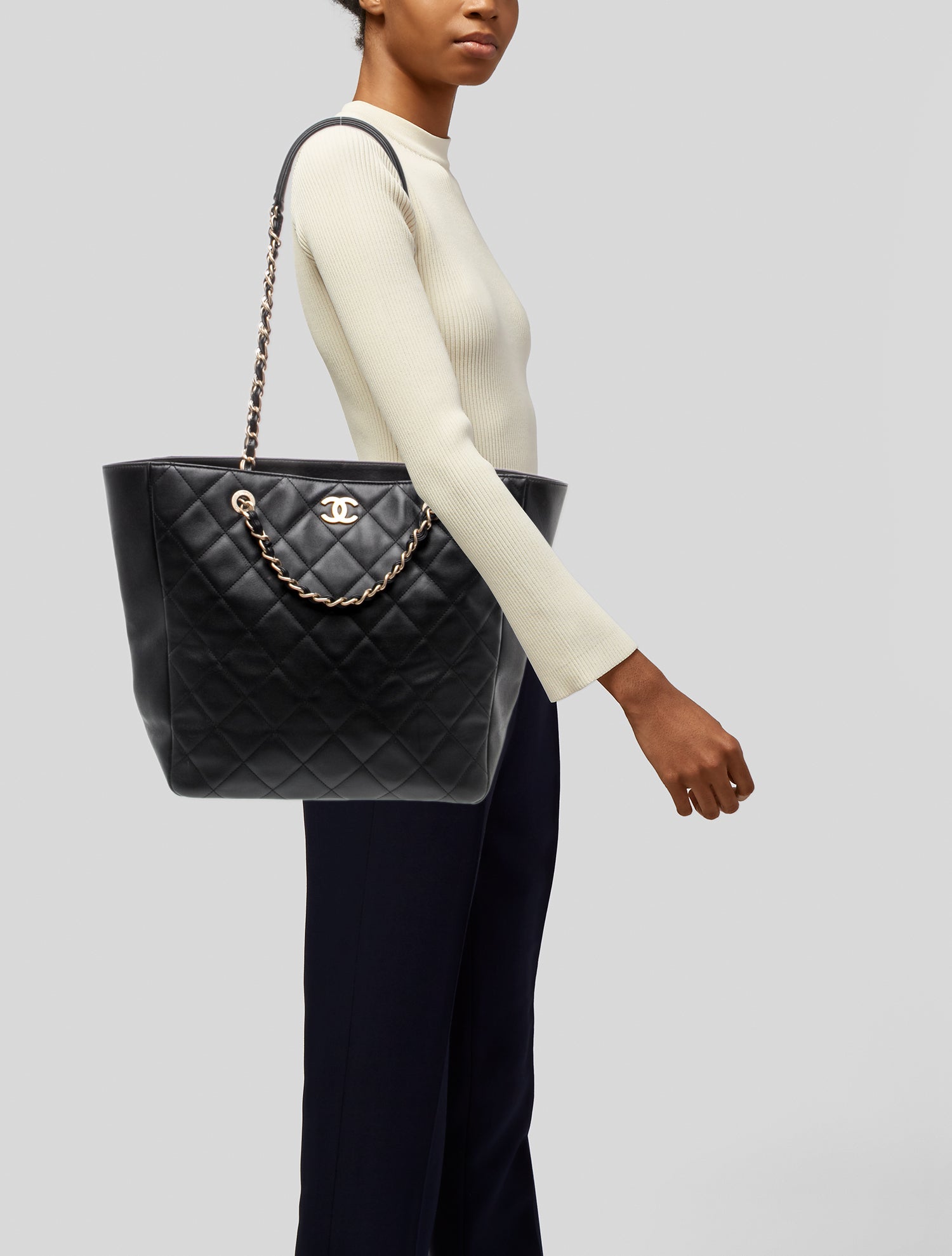Chanel Quilted Shopping Tote