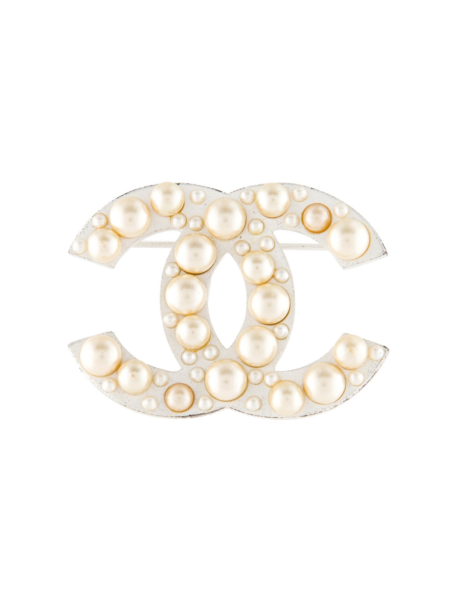 Chanel Vintage Faux Pearl CC Brooch