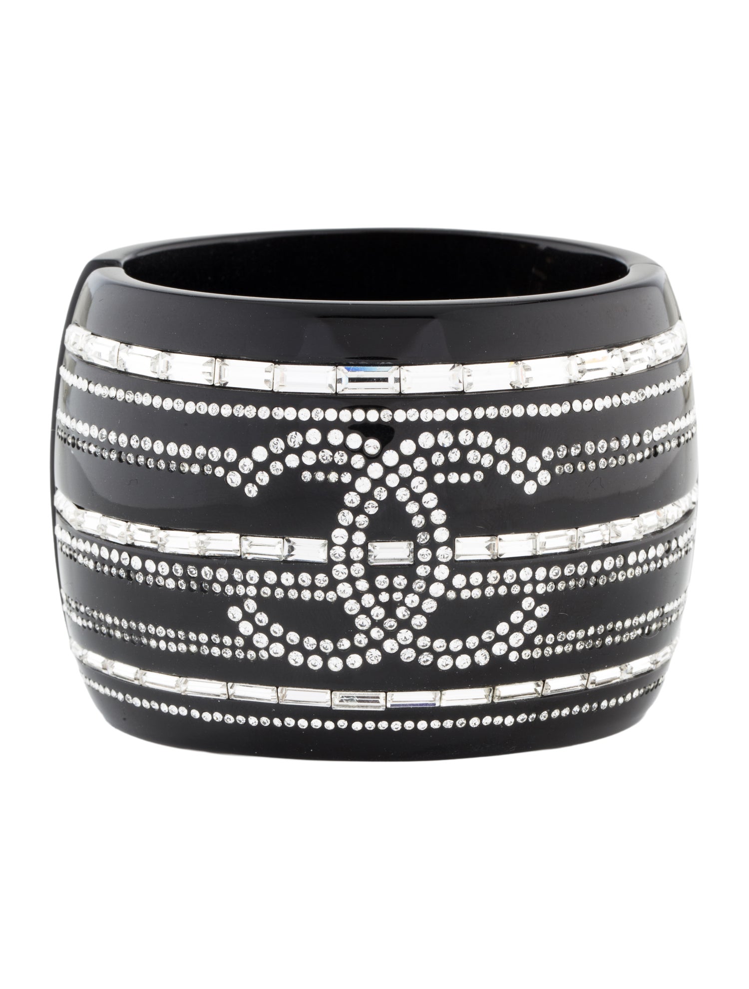 Chanel Resin & Strass CC Hinged Bangle