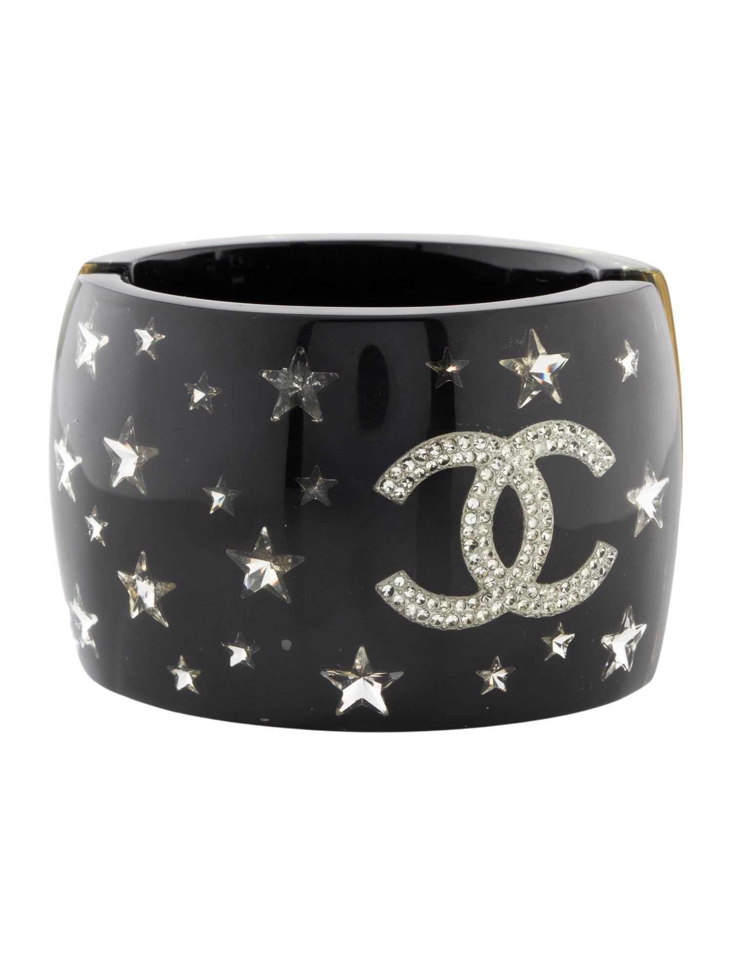 Chanel Resin & Strass CC Star Hinged Bangle
