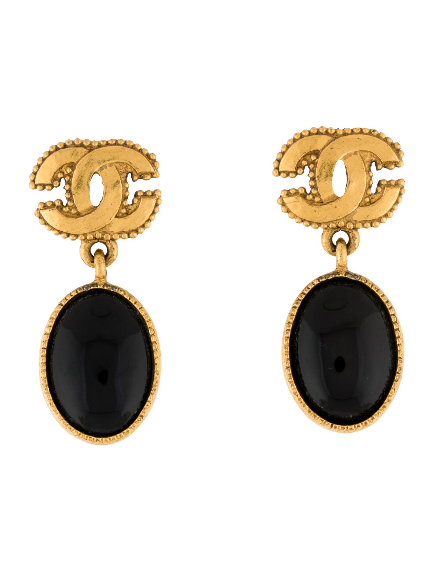 Chanel Vintage Resin CC Drop Earrings