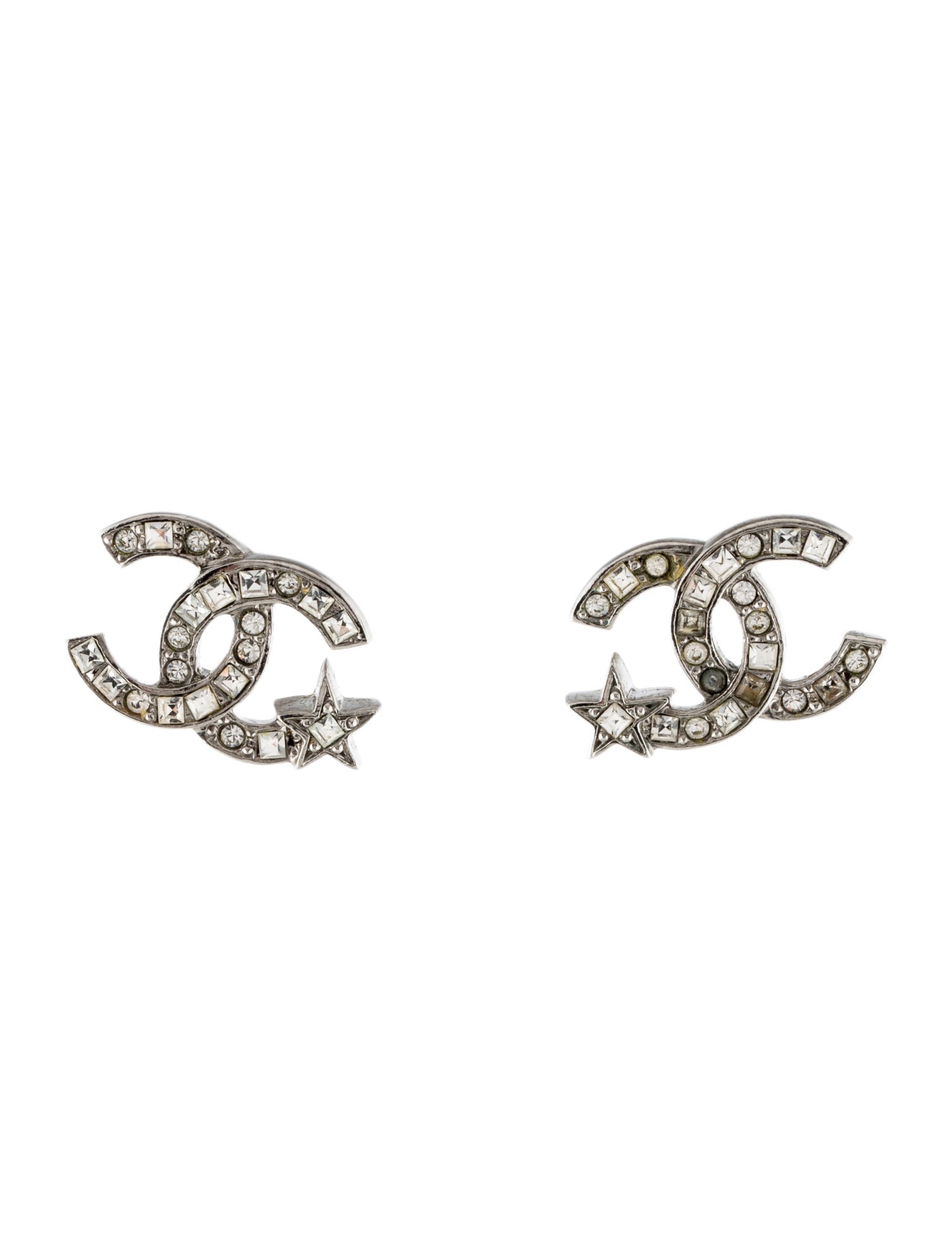 Chanel Strass CC Star Stud Earrings