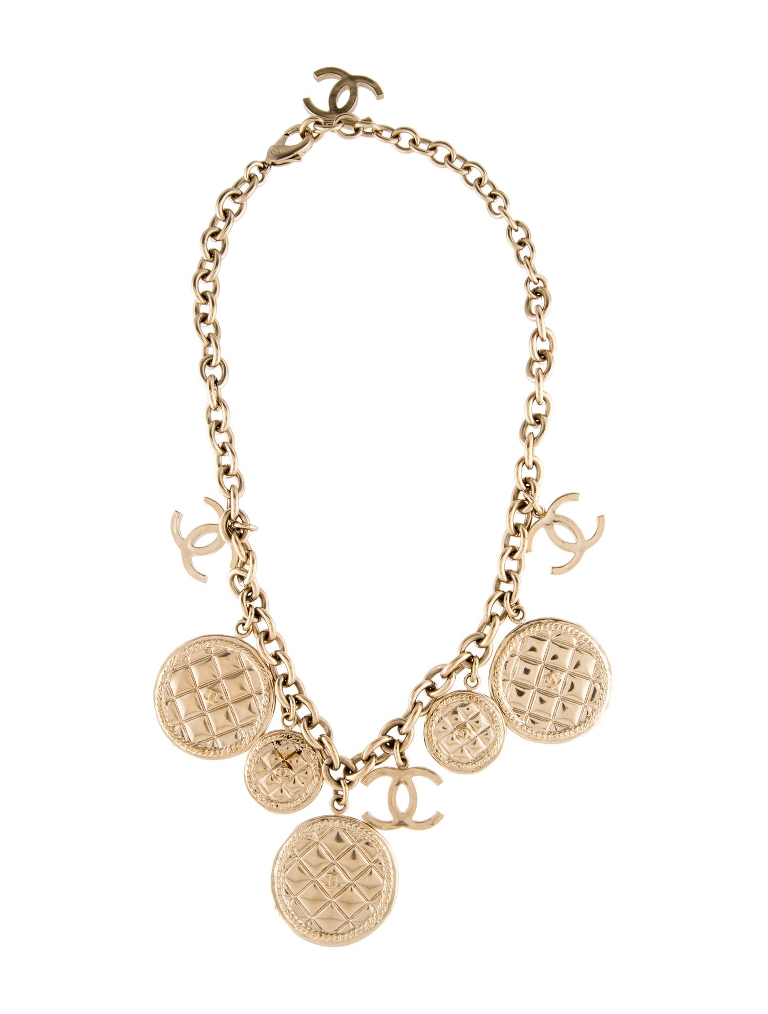 Chanel Quilted CC Station Necklace