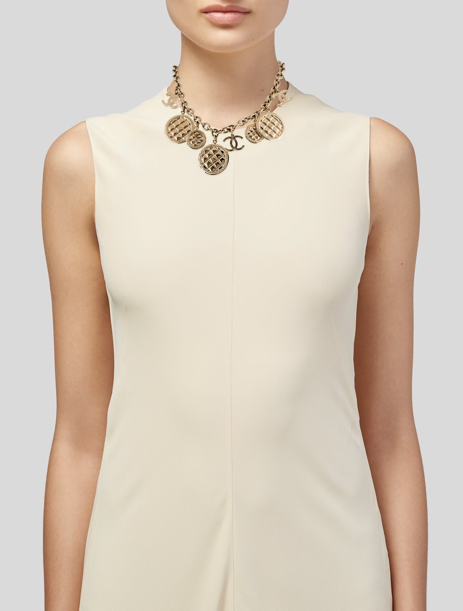 Chanel Quilted CC Station Necklace