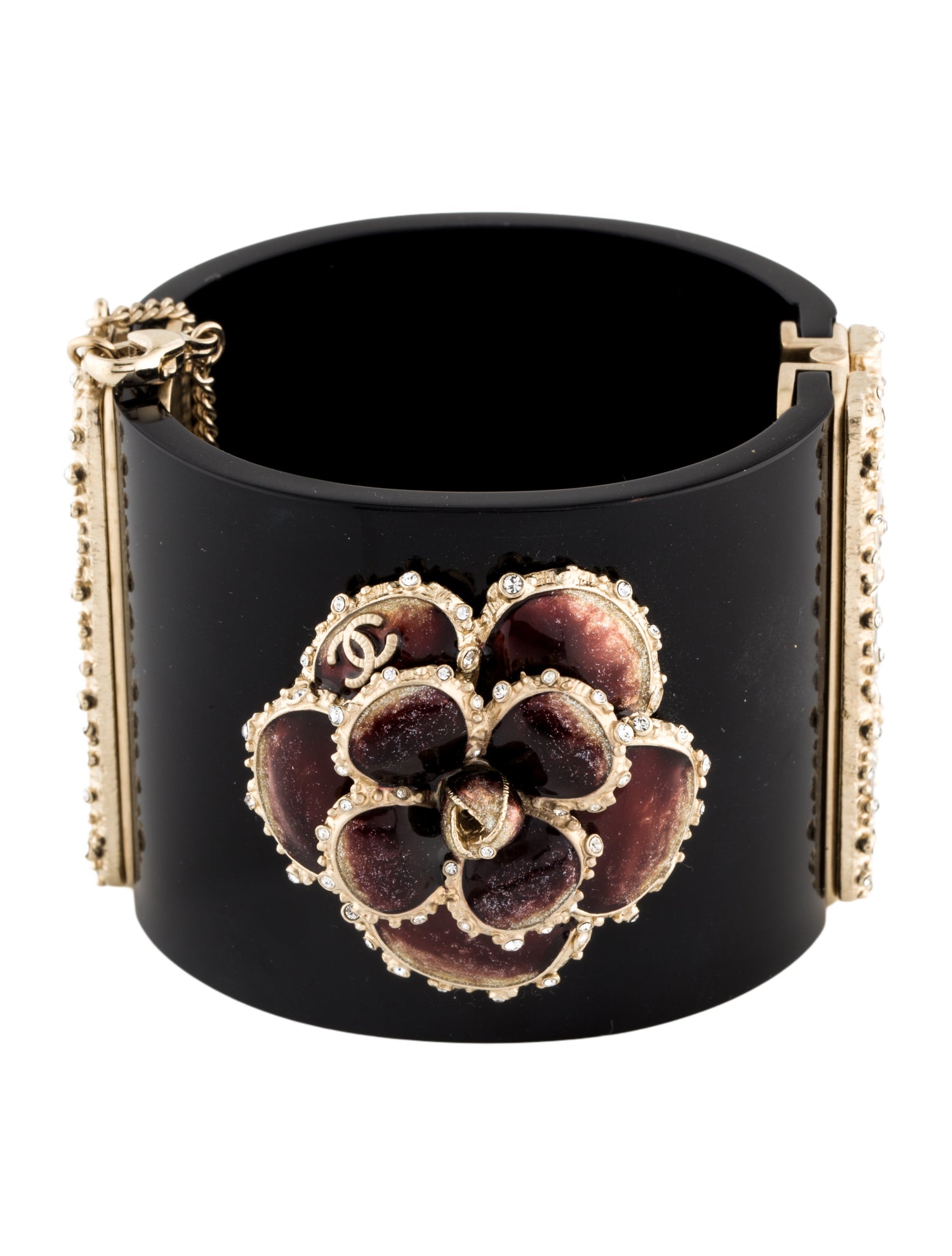 Chanel Resin, Strass & Enamel Camellia Cuff