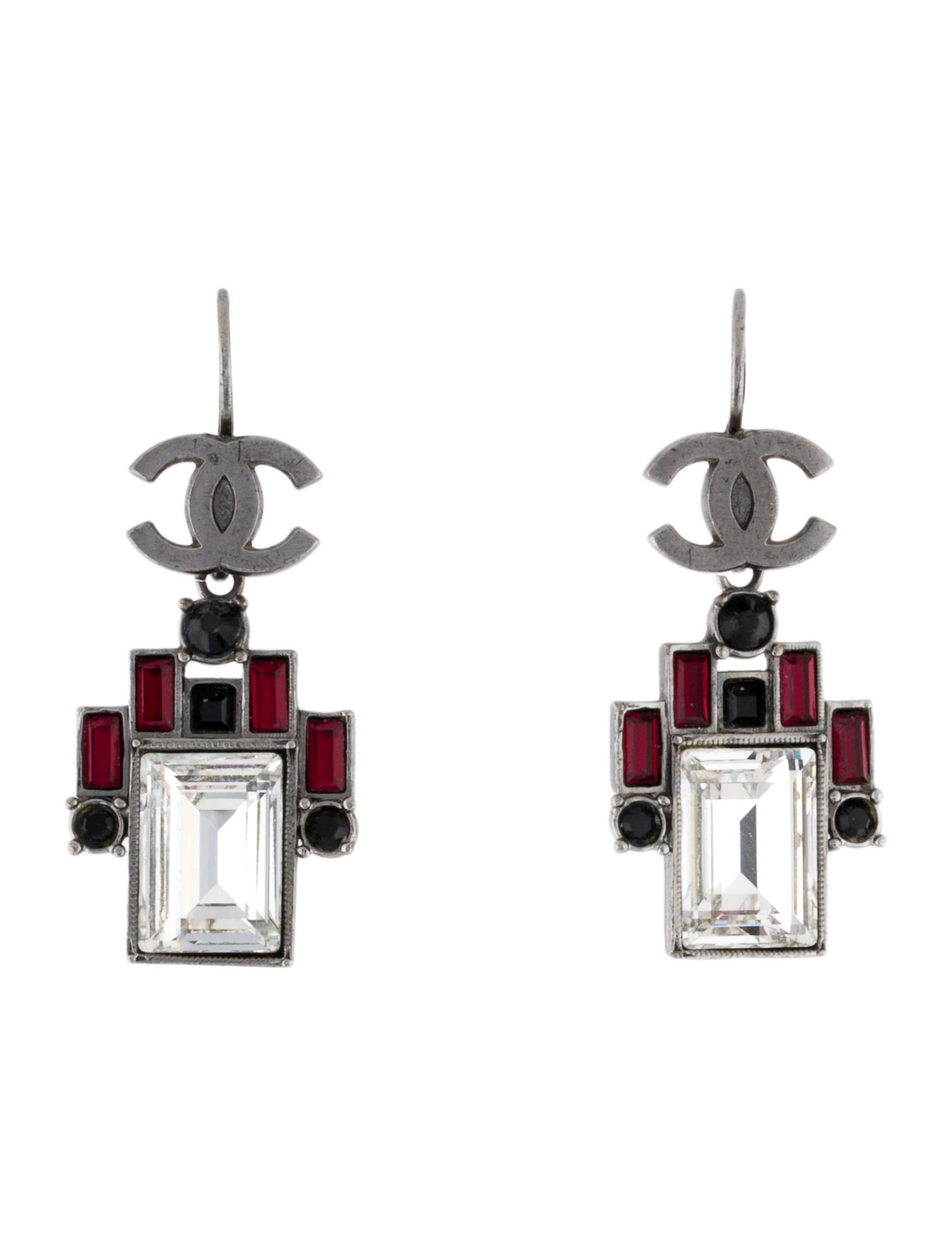 Chanel Strass CC Drop Earrings
