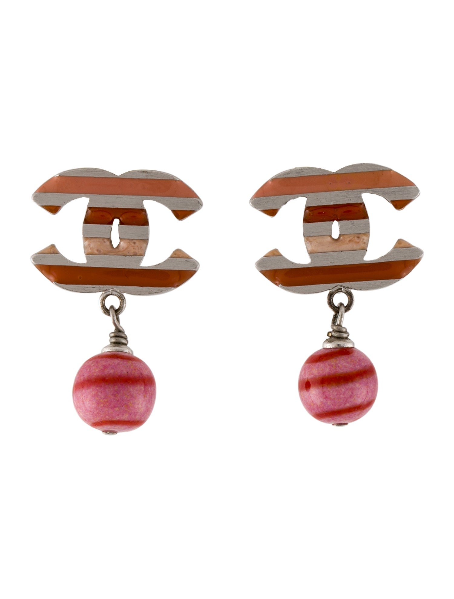 Chanel Enamel CC Clip-On Drop Earrings