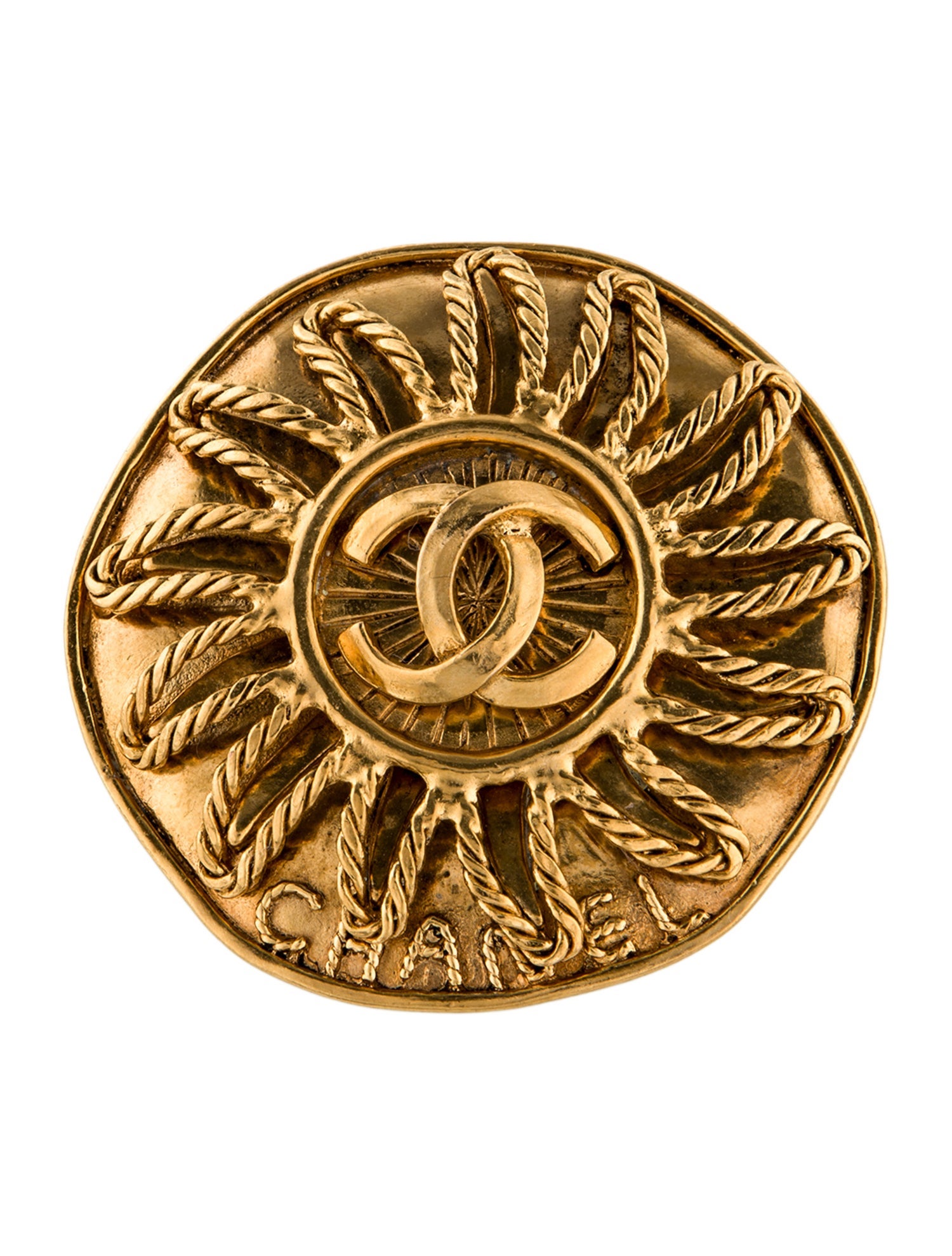 Chanel Vintage Sunburst CC Brooch