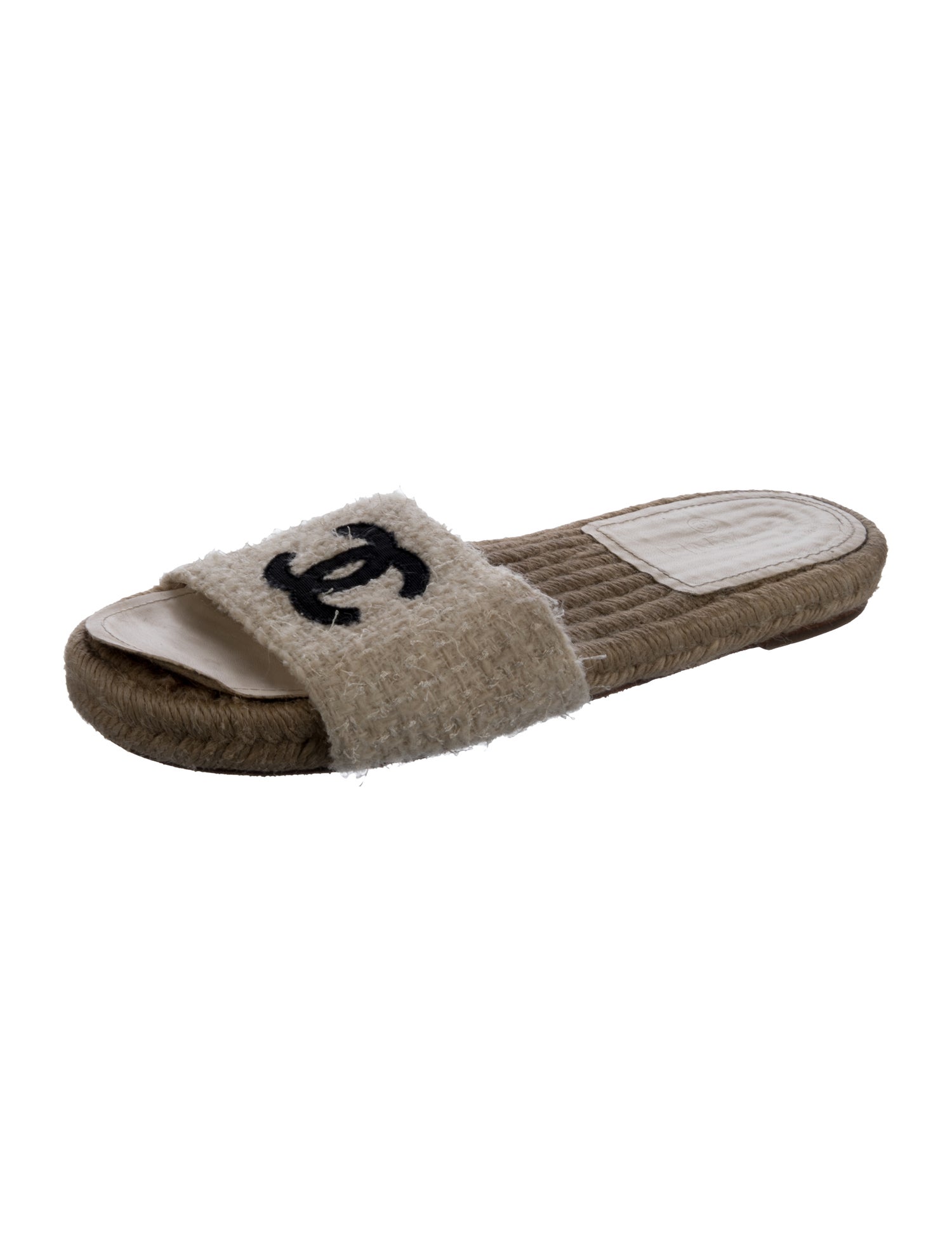 Chanel Interlocking CC Logo Tweed Espadrilles