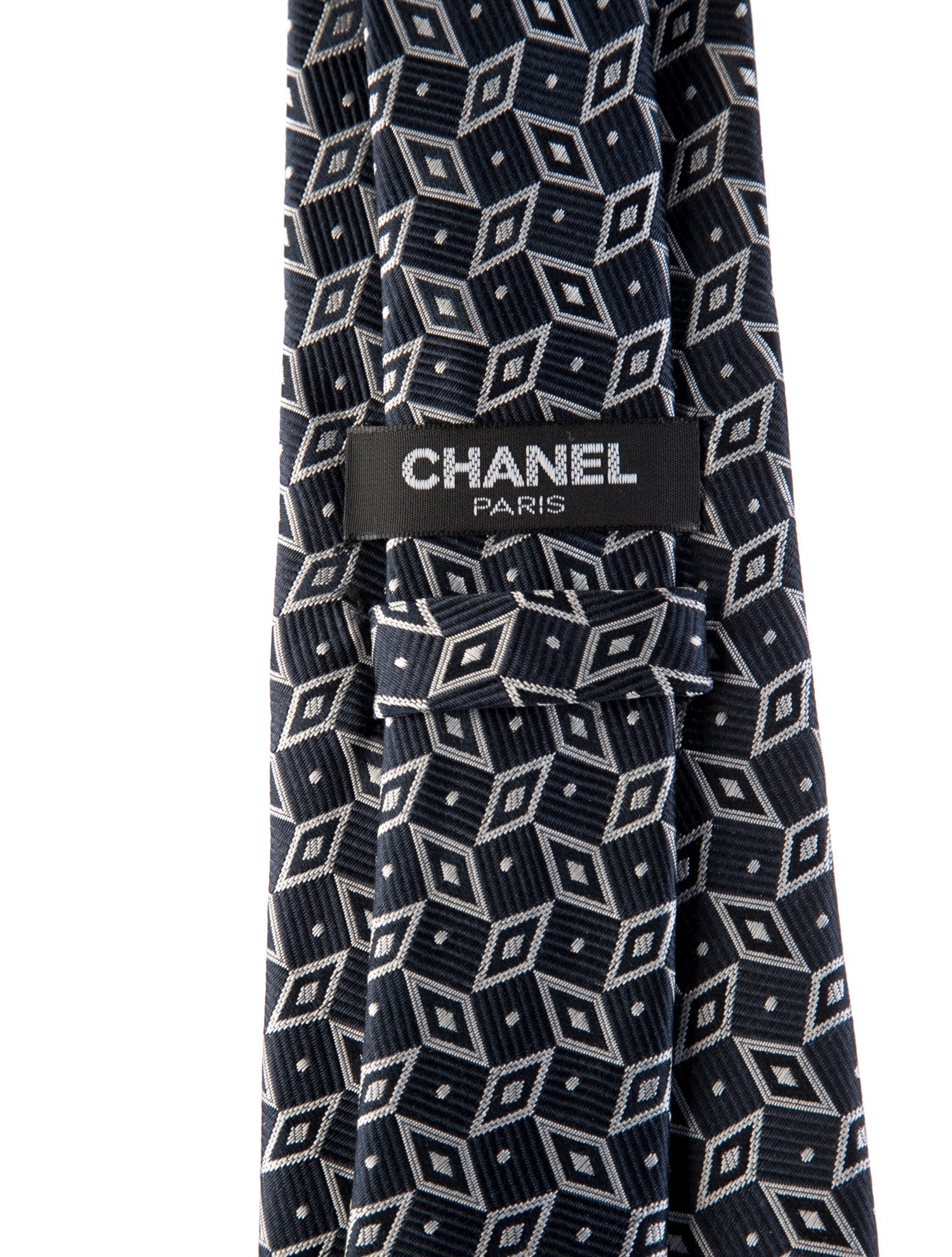 Chanel Diamond Printed Silk Tie