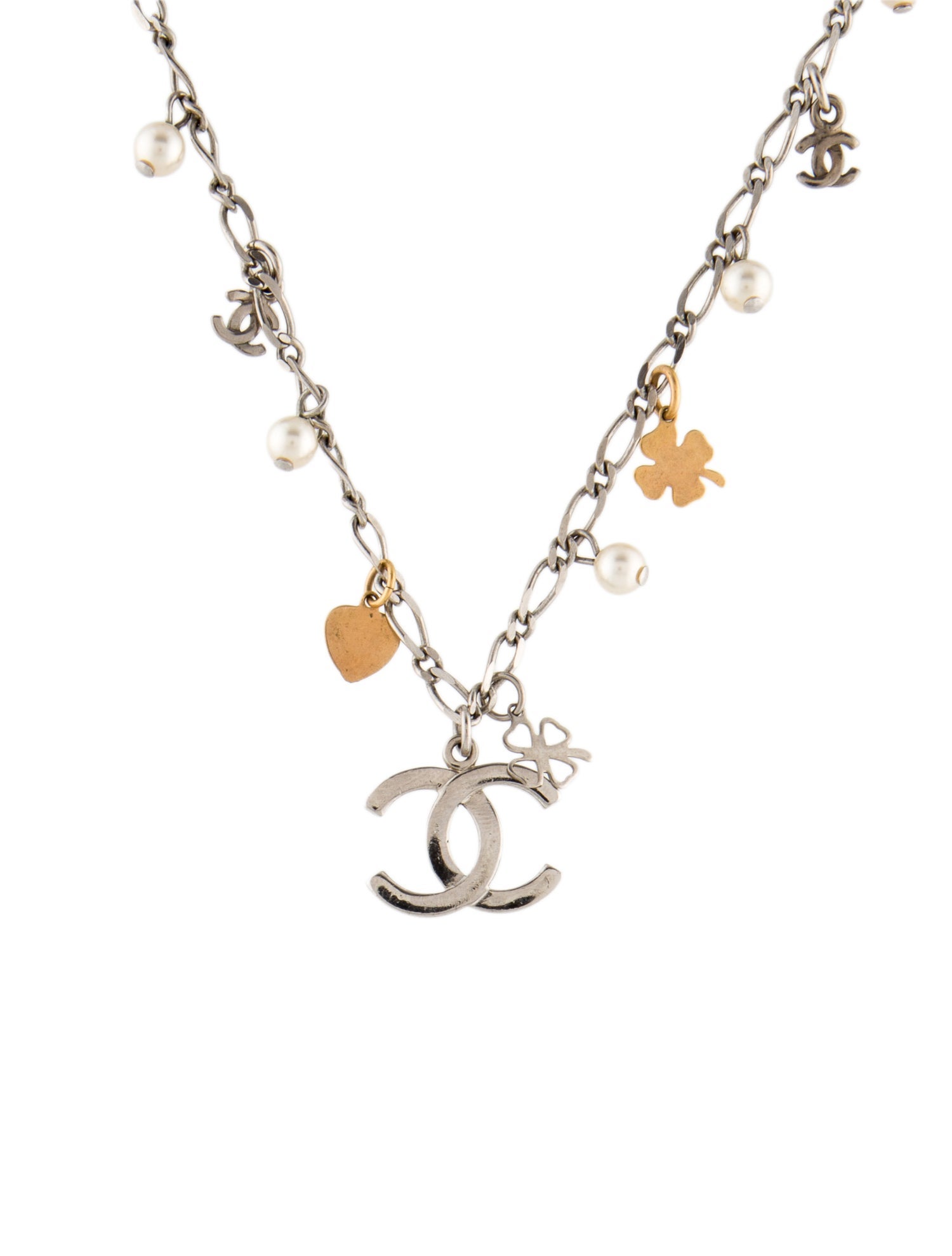 Chanel Faux Pearl CC Station Necklace
