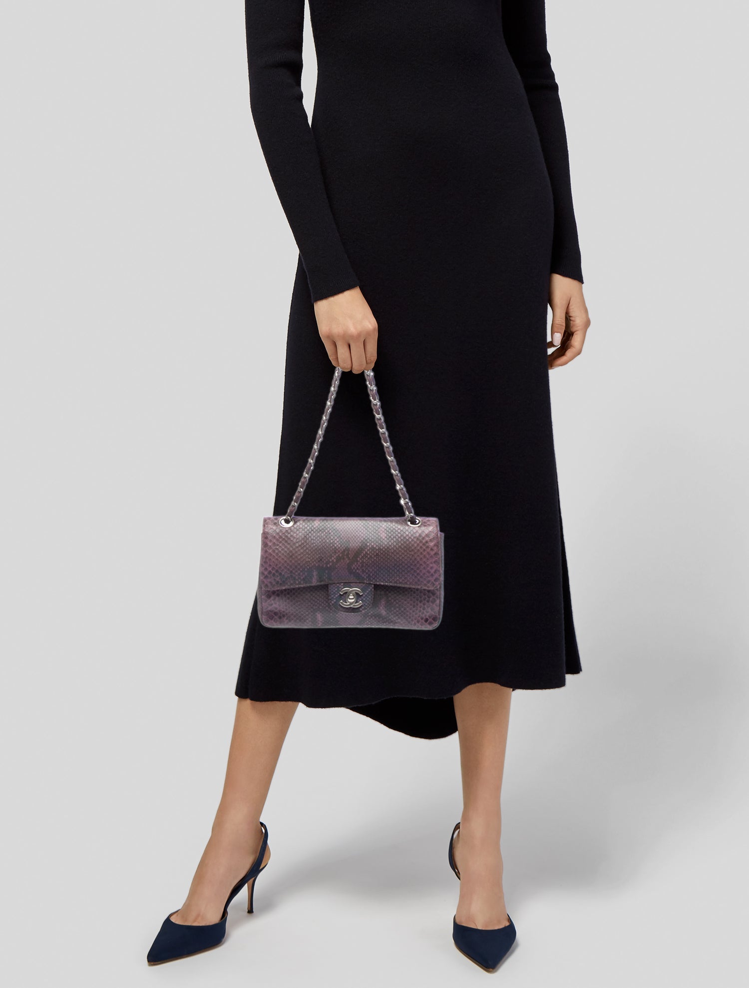 Chanel Small Python Classic Double Flap Bag