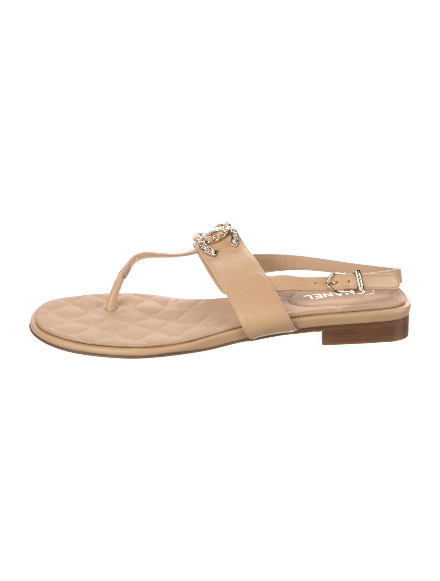 Chanel 2021 Interlocking CC Logo T-Strap Sandals