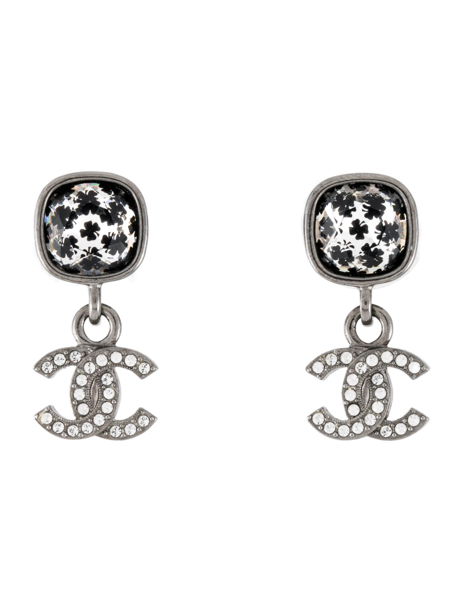 Chanel 2024 Resin & Stras CC Drop Earrings