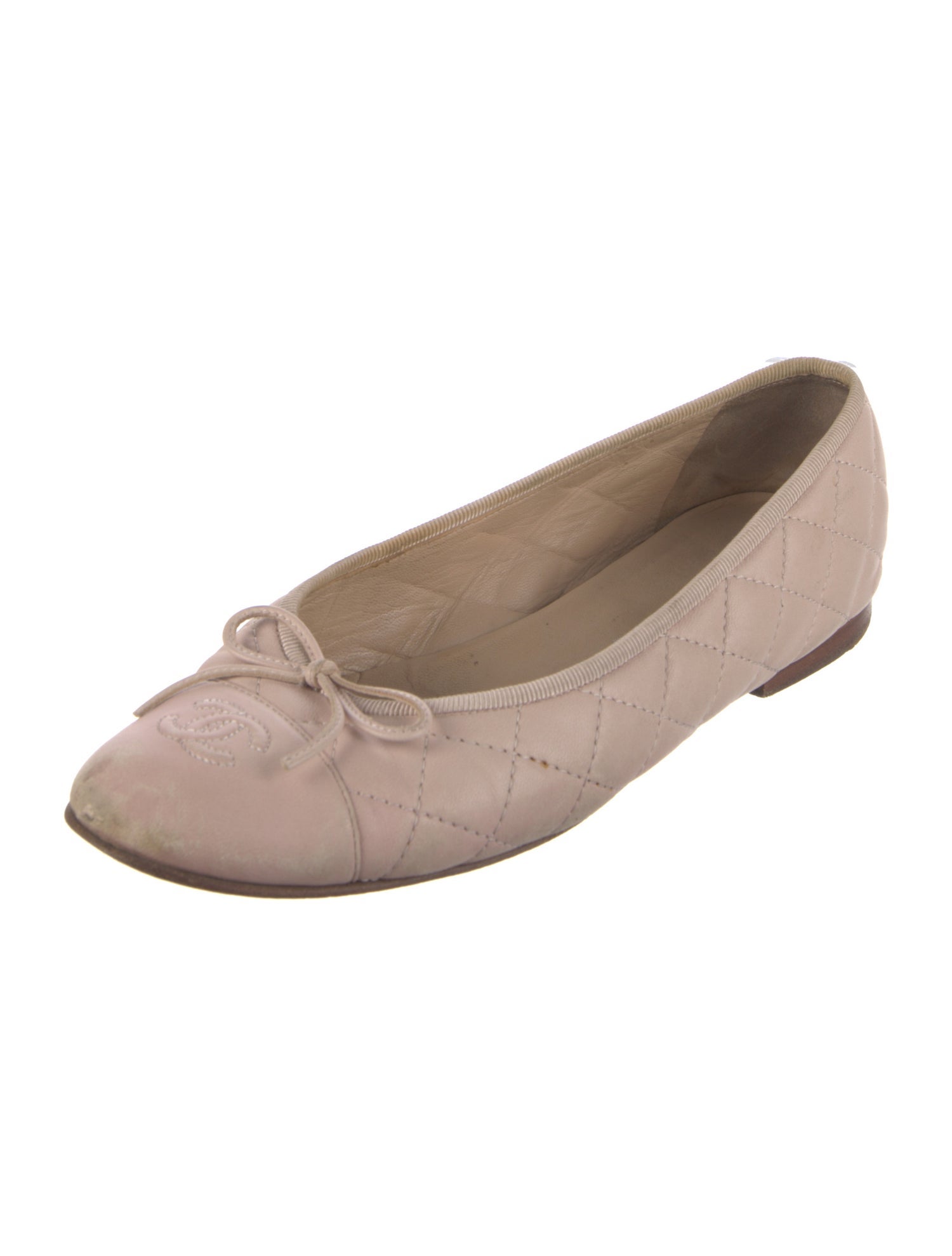 Chanel Interlocking CC Logo Leather Ballet Flats