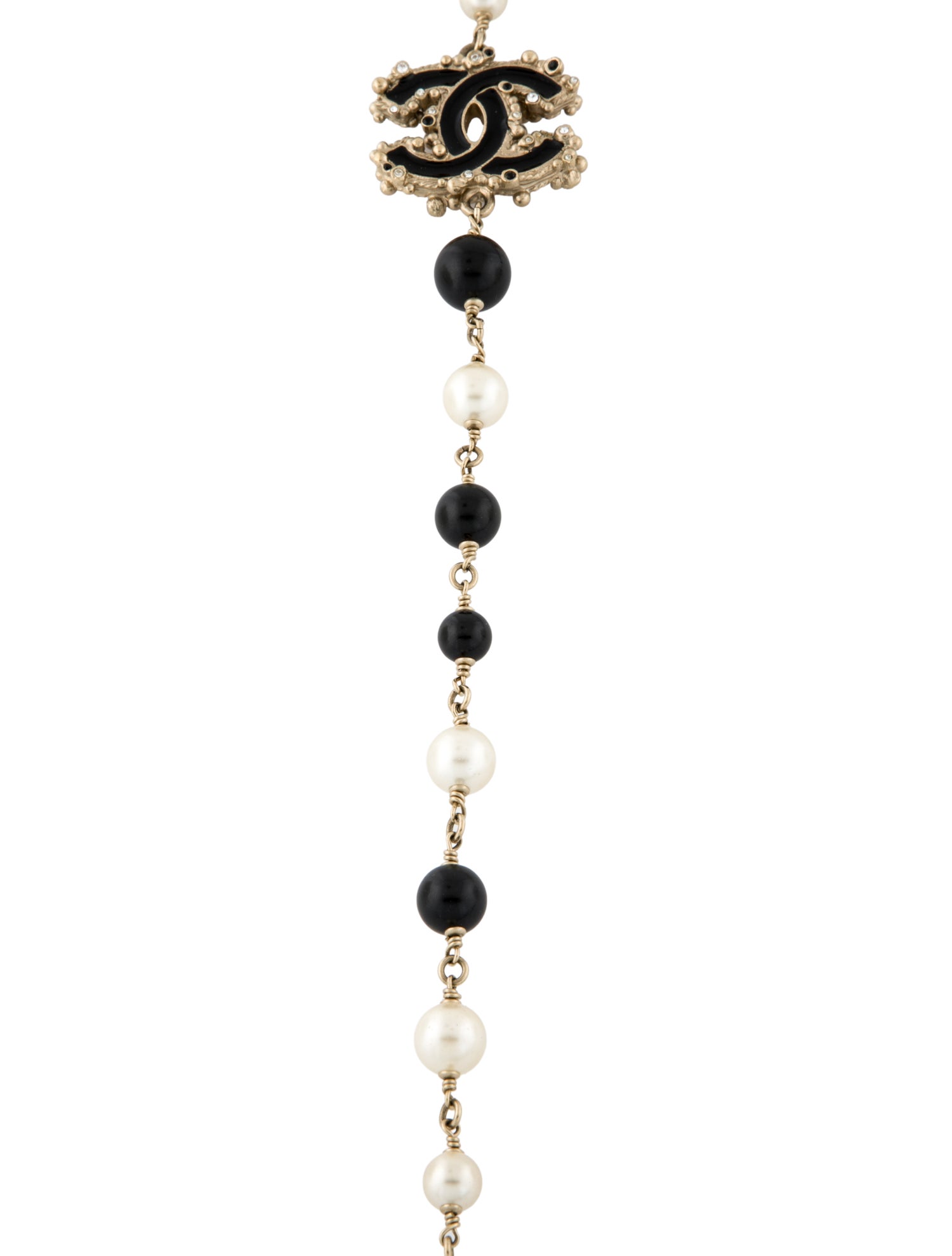 Chanel Faux Pearl, Strass & Enamel CC Station Necklace