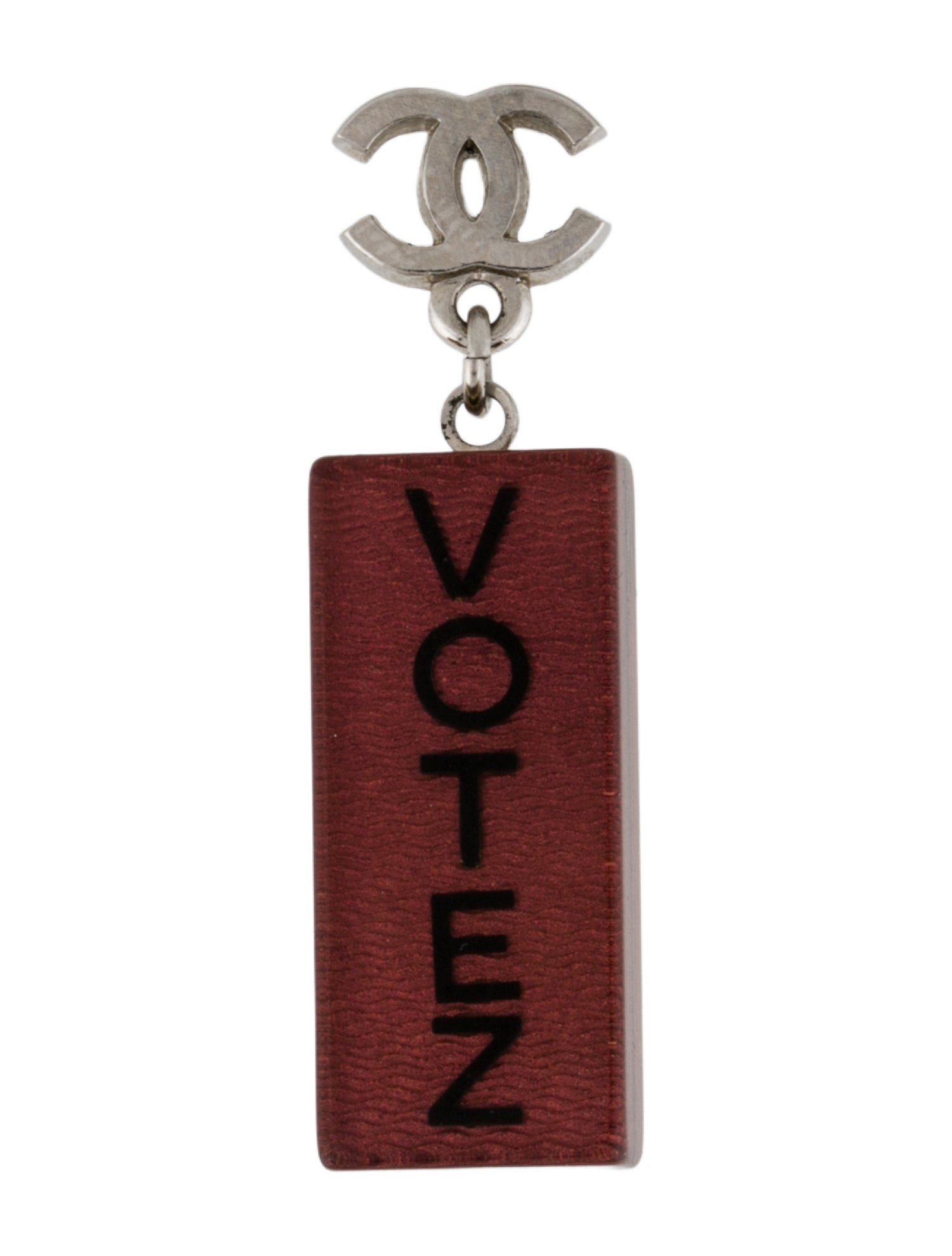 Chanel Votez Coco CC Resin Drop Earrings