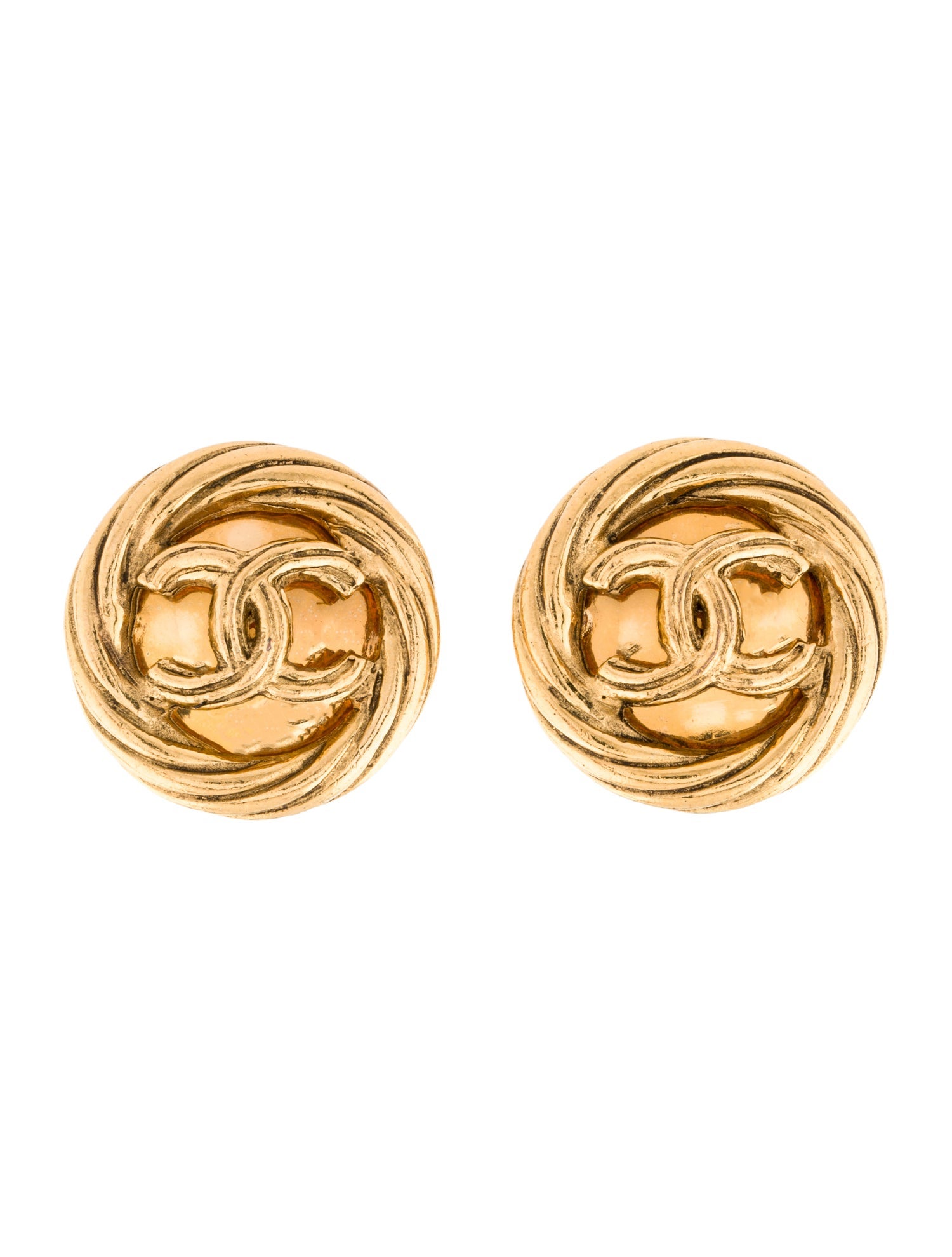 Chanel Vintage CC Logo Clip On Earrings