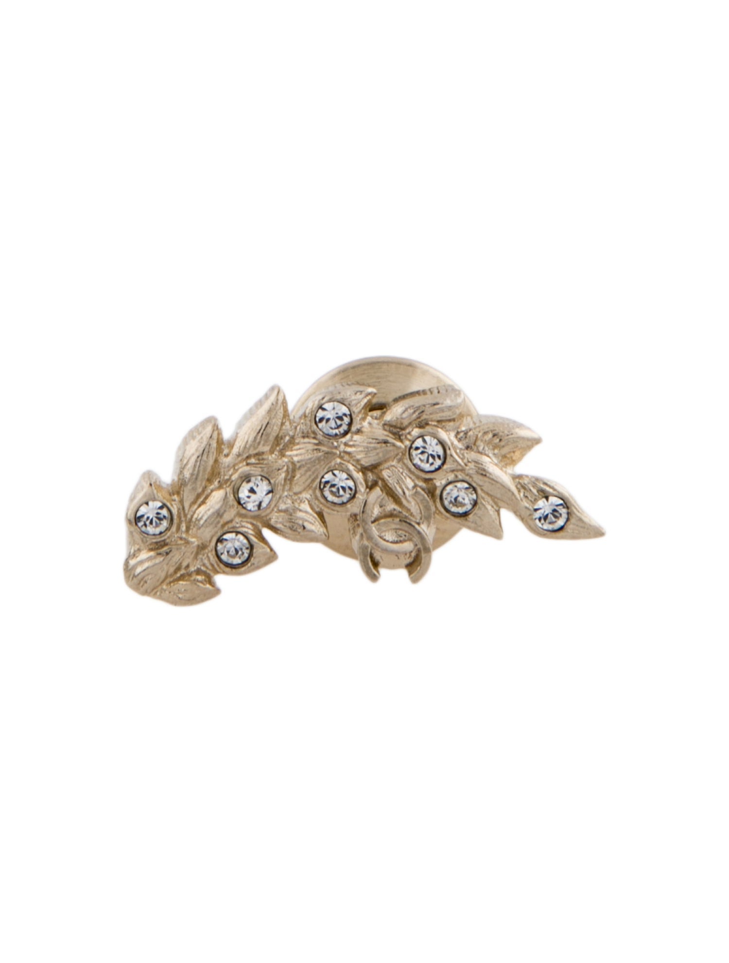 Chanel 2022 Strass Leaf Pin Brooch