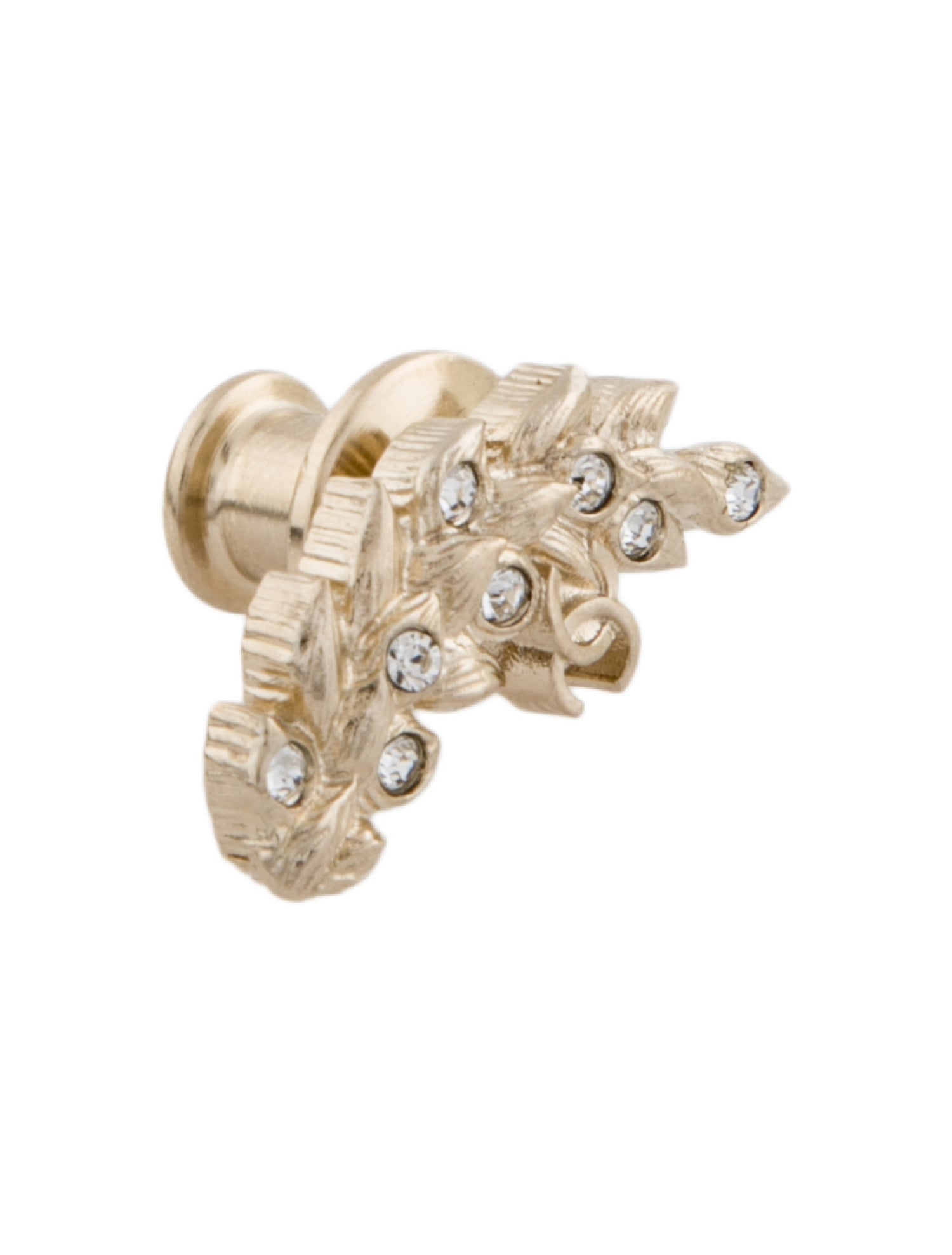 Chanel 2022 Strass Leaf Pin Brooch