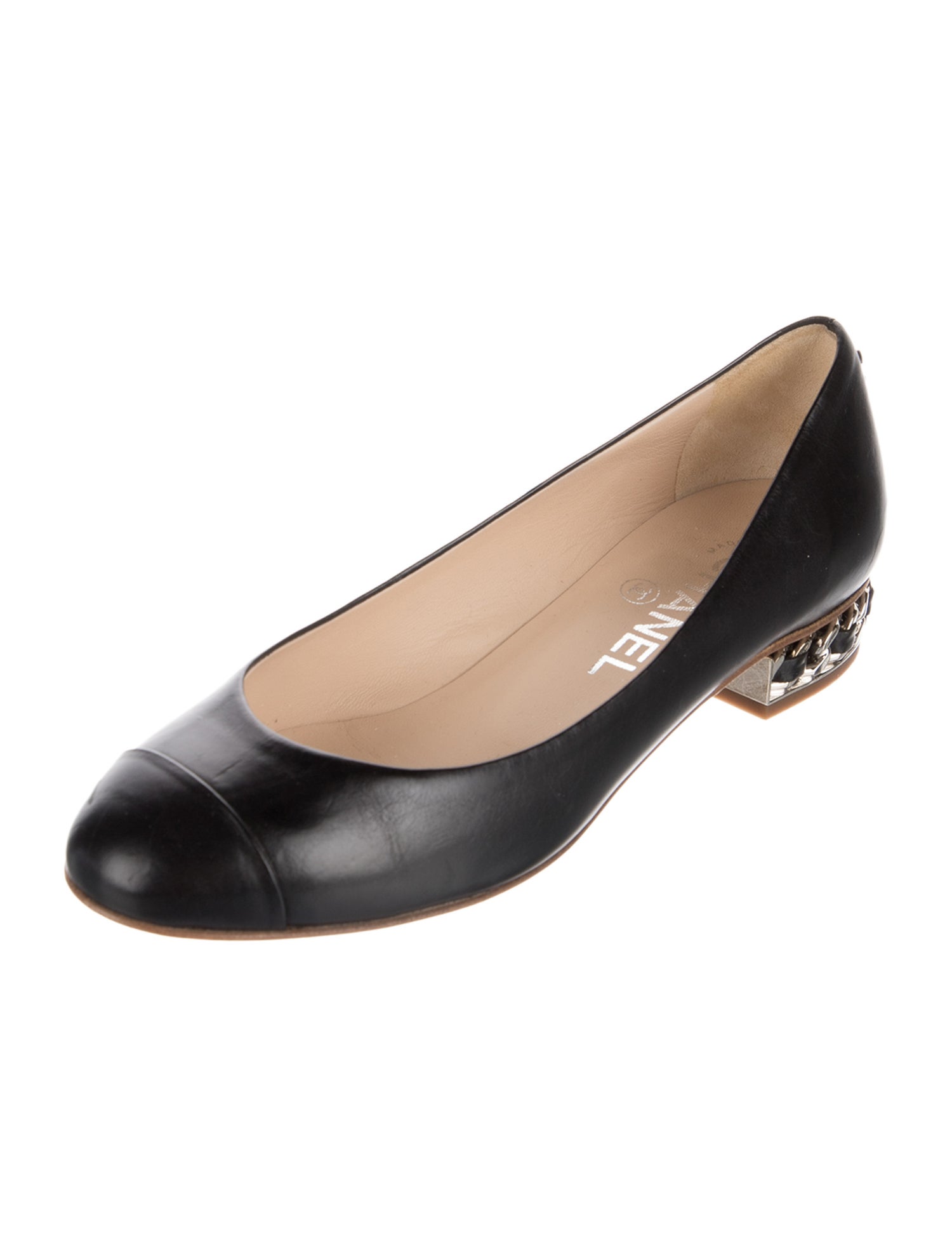 Chanel Interlocking CC Logo Leather Ballet Flats