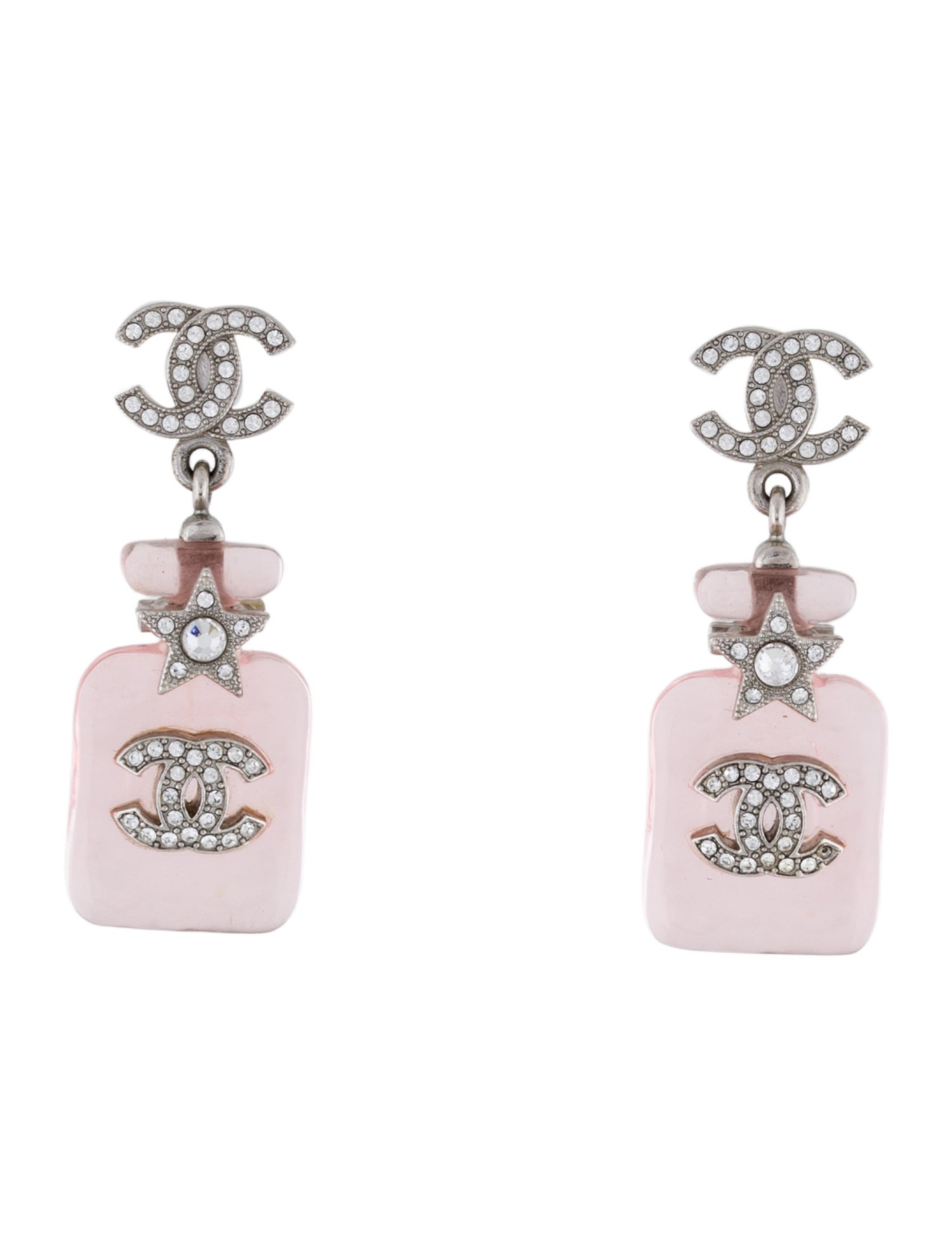Chanel Strass & Resin CC Perfume Bottle Drop Earrings