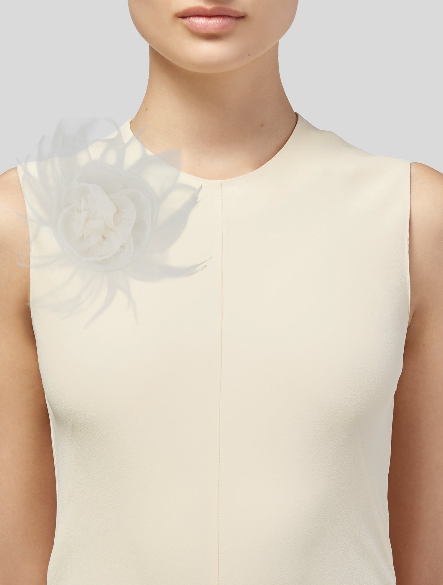 Chanel Silk & Feather Camellia Brooch