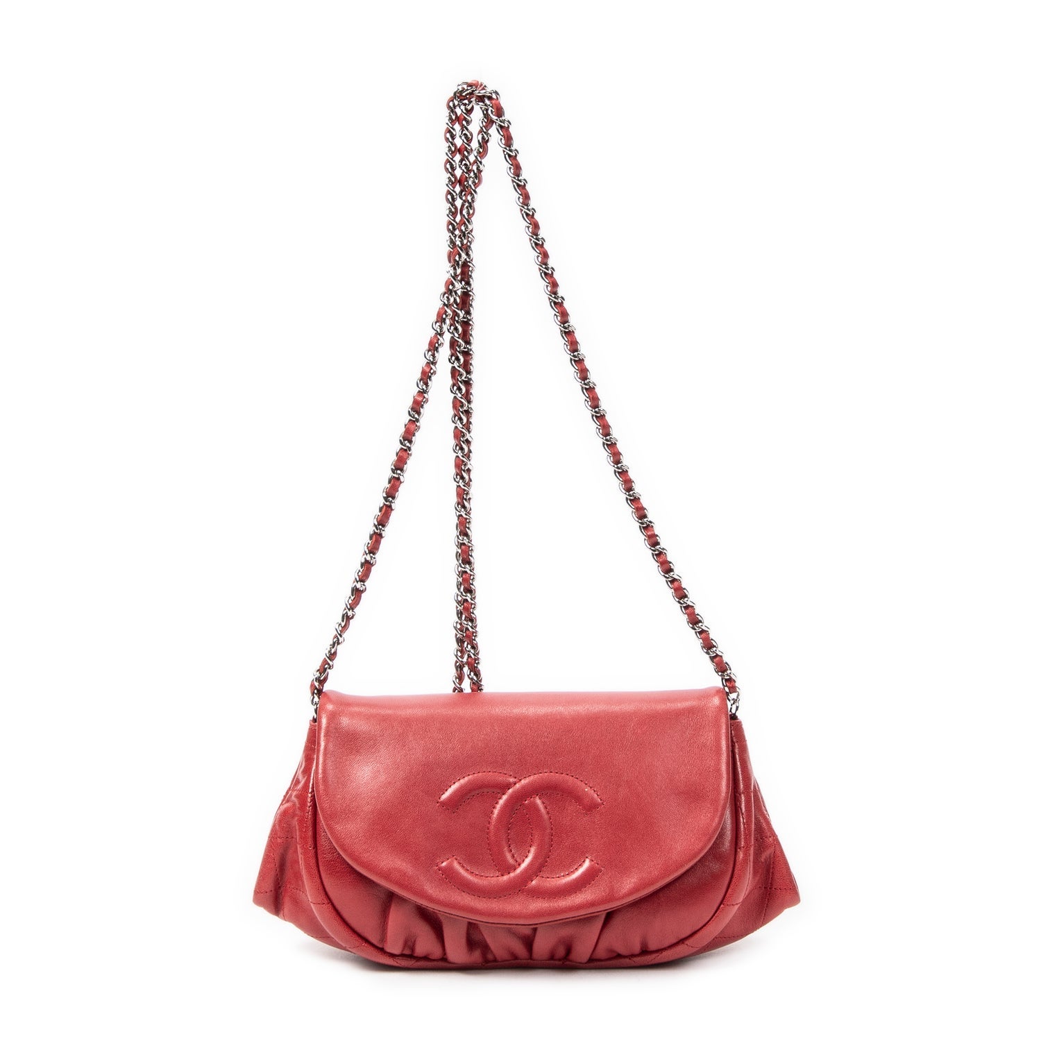 Chanel Leather Half Moon Wallet On Chain