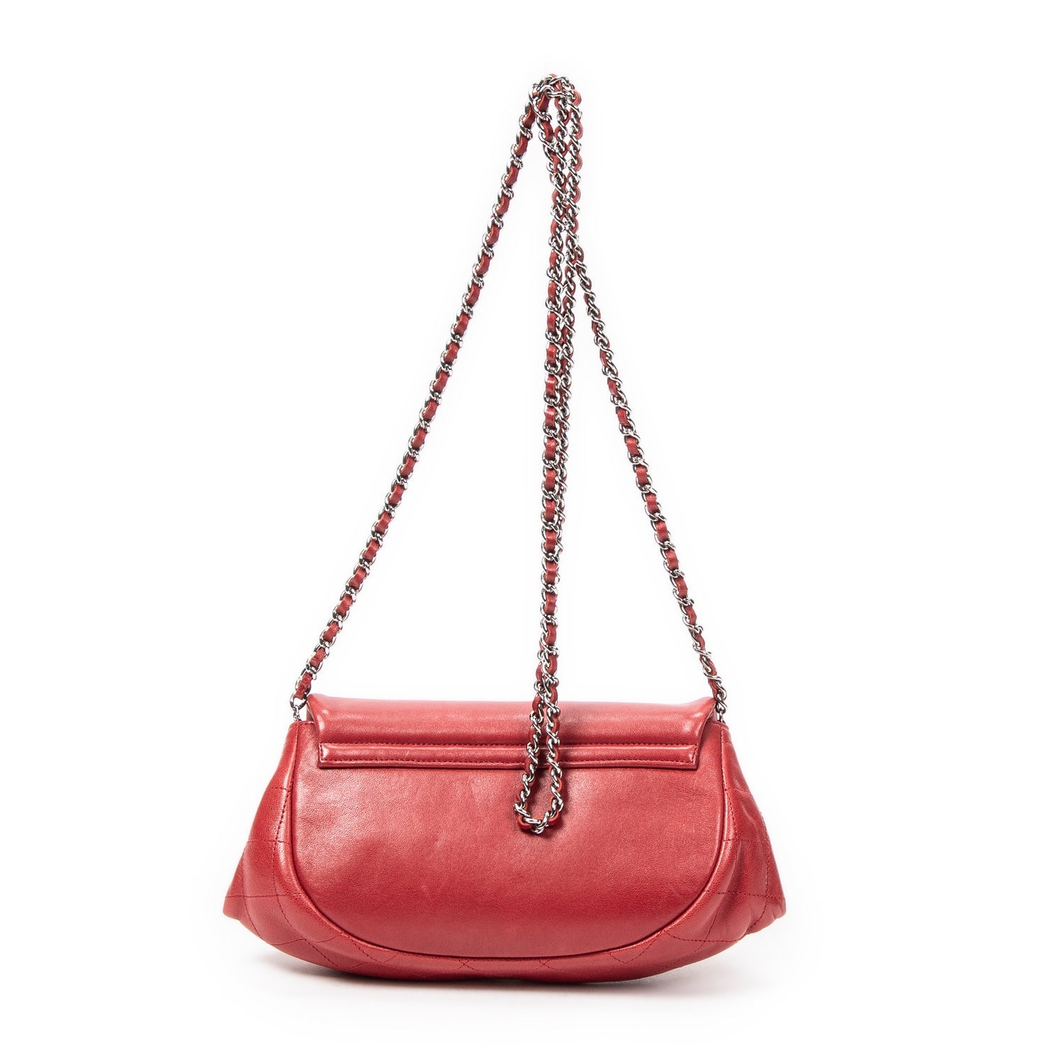 Chanel Leather Half Moon Wallet On Chain