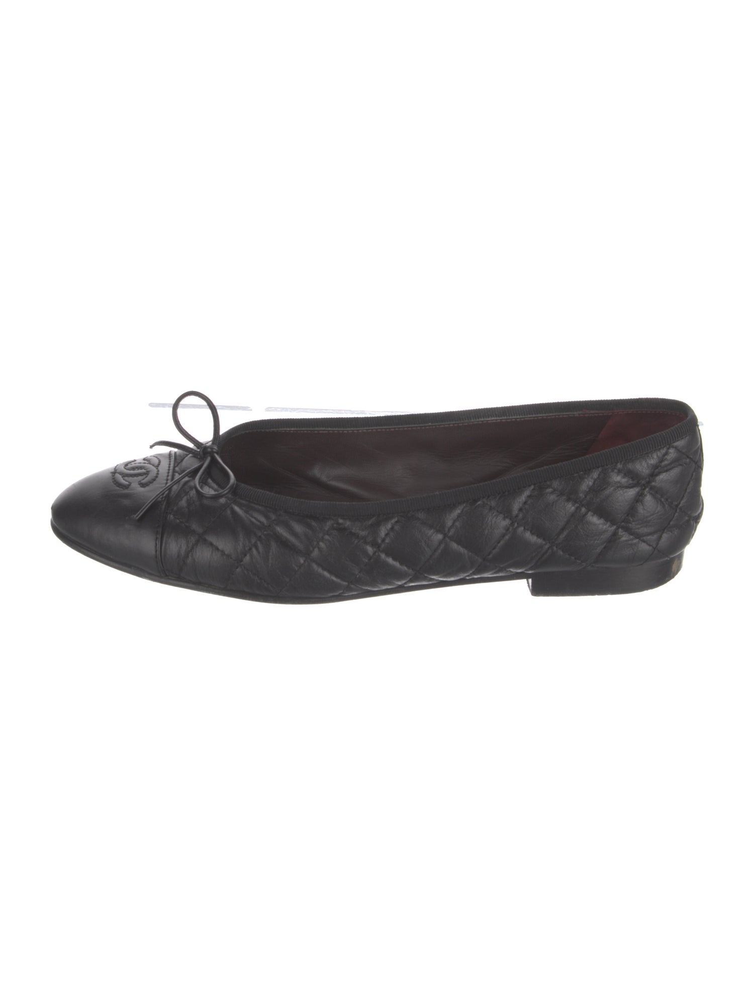 Chanel Interlocking CC Logo Leather Ballet Flats