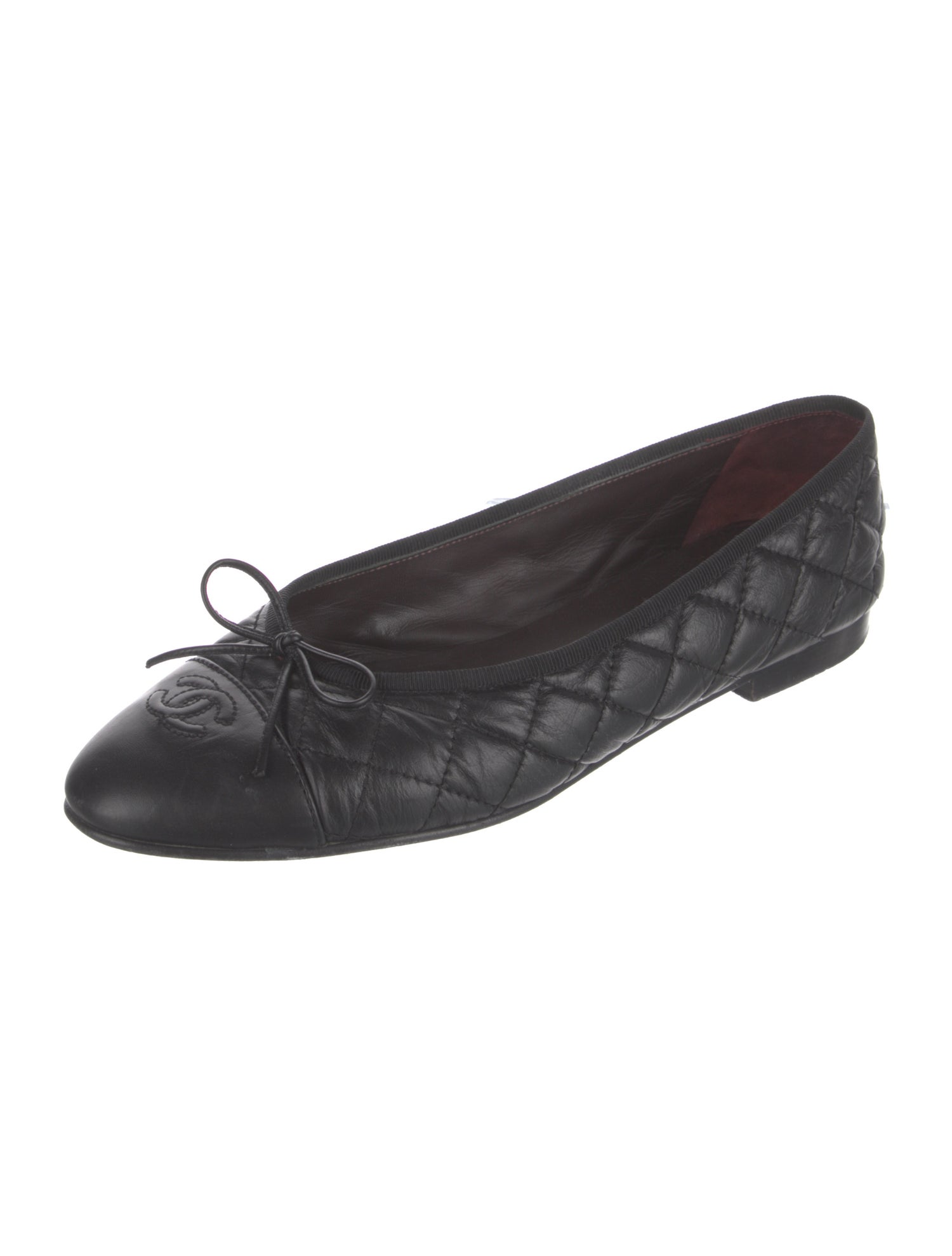 Chanel Interlocking CC Logo Leather Ballet Flats