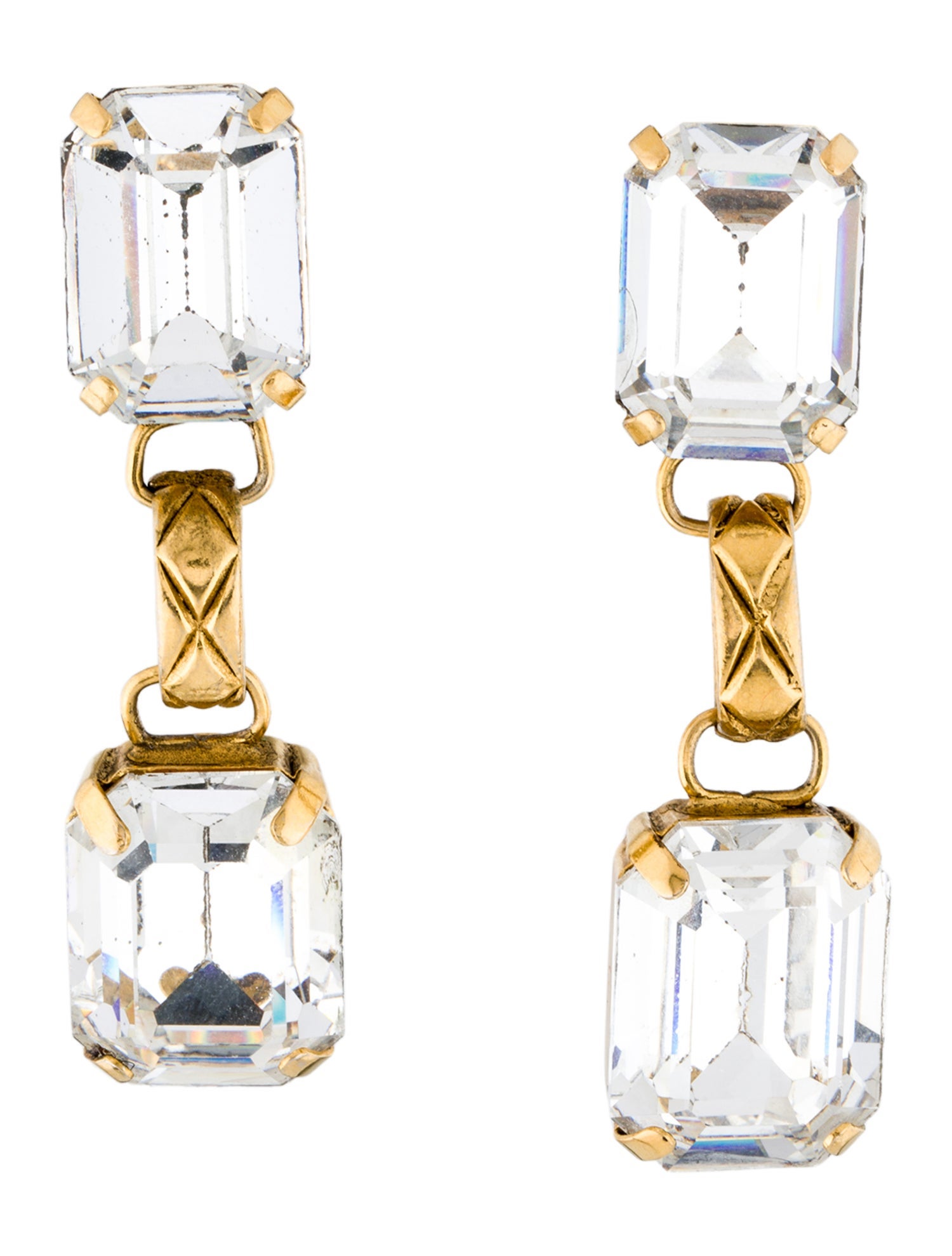 Chanel Vintage Strass Drop Clip-On Earrings