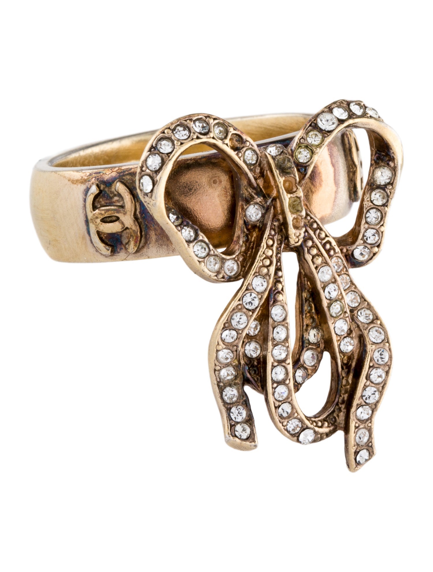 Chanel Strass Bow Cocktail Ring