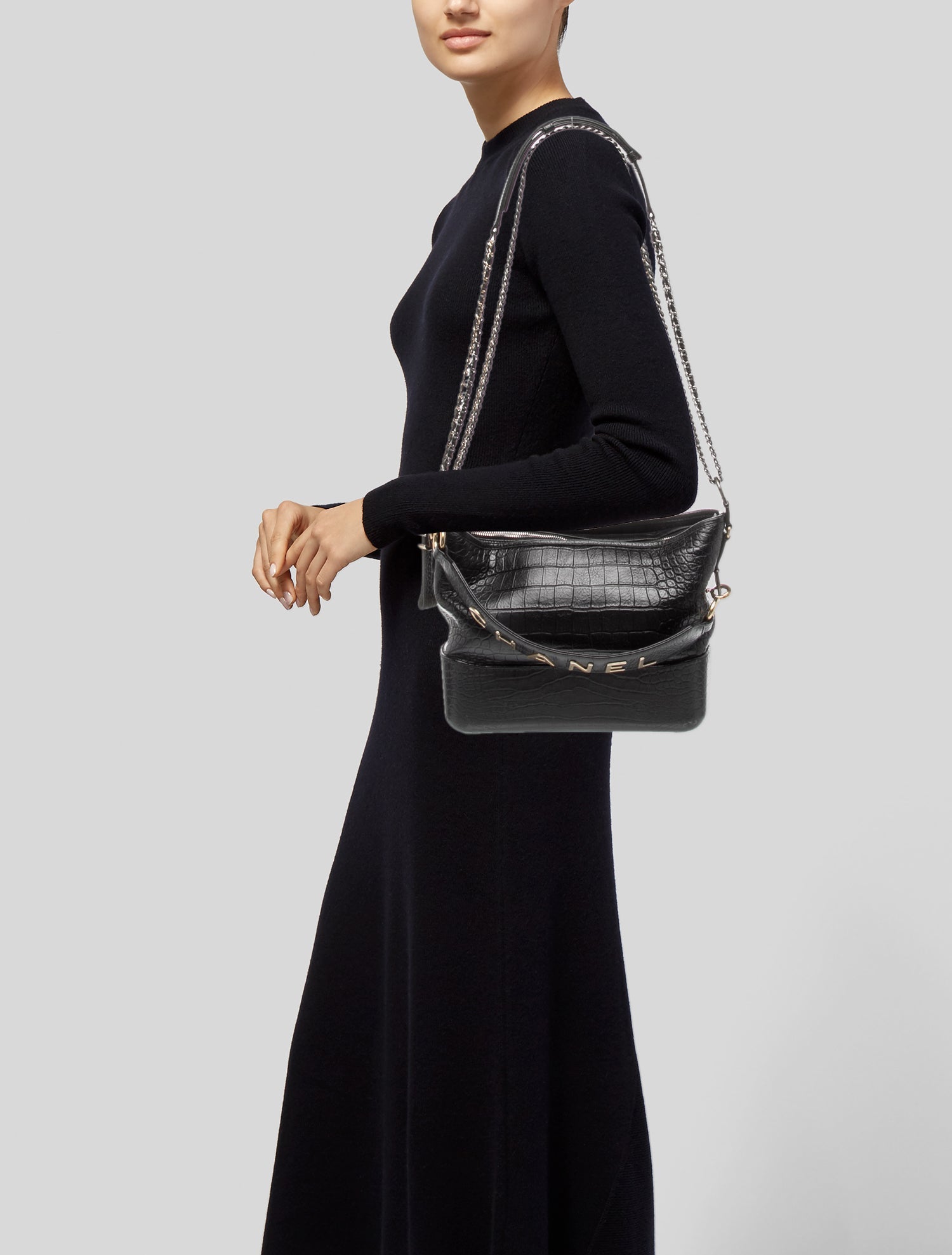 Chanel 2019 Crocodile Embossed Large Gabrielle Hobo