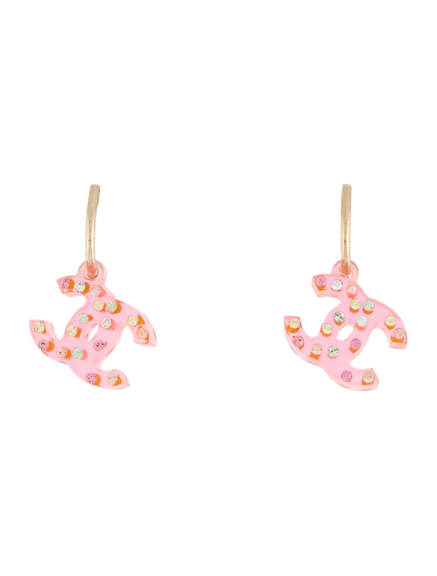 Chanel Strass & Resin CC Drop Earrings