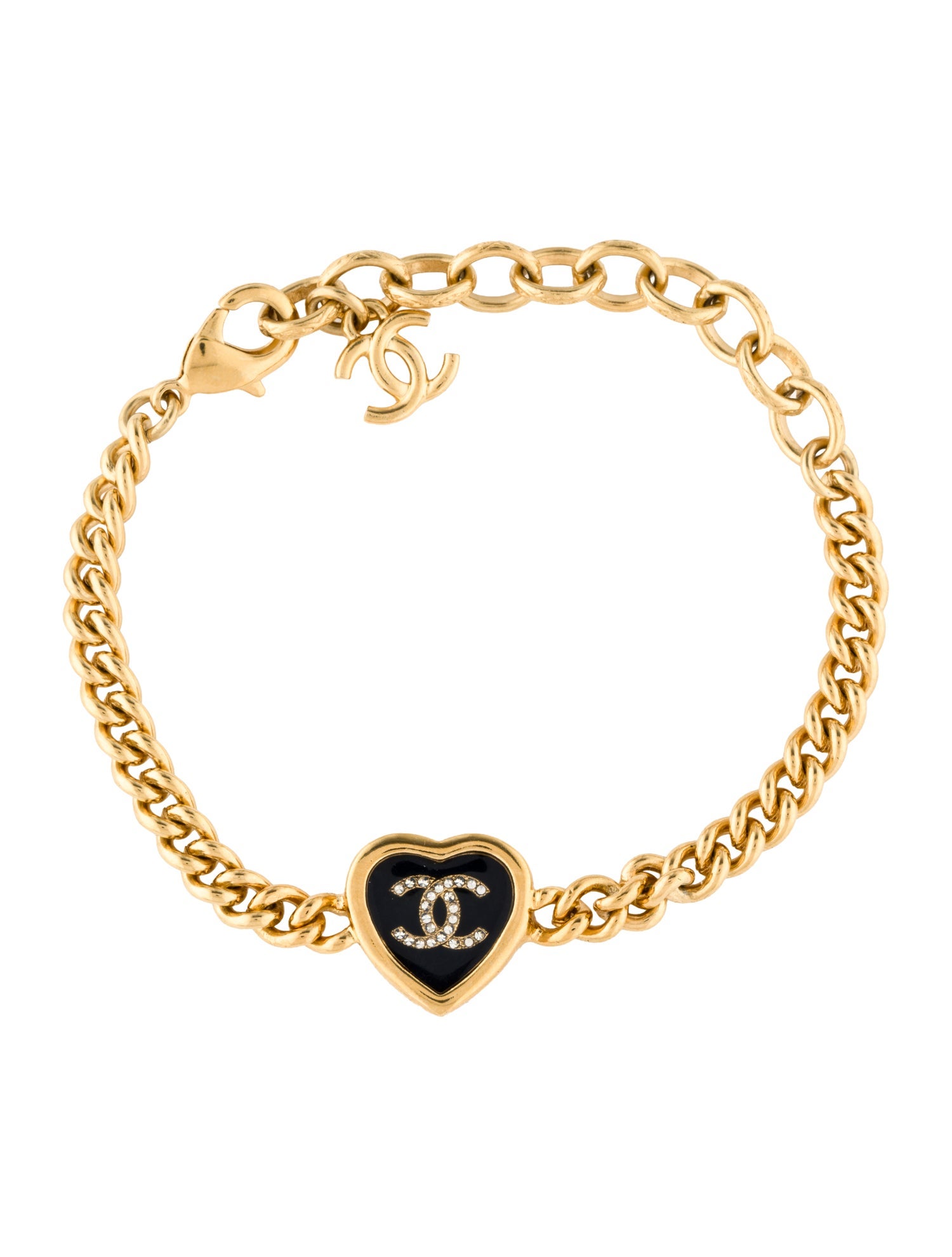 Chanel 2025 Resin & Strass Heart Link Bracelet