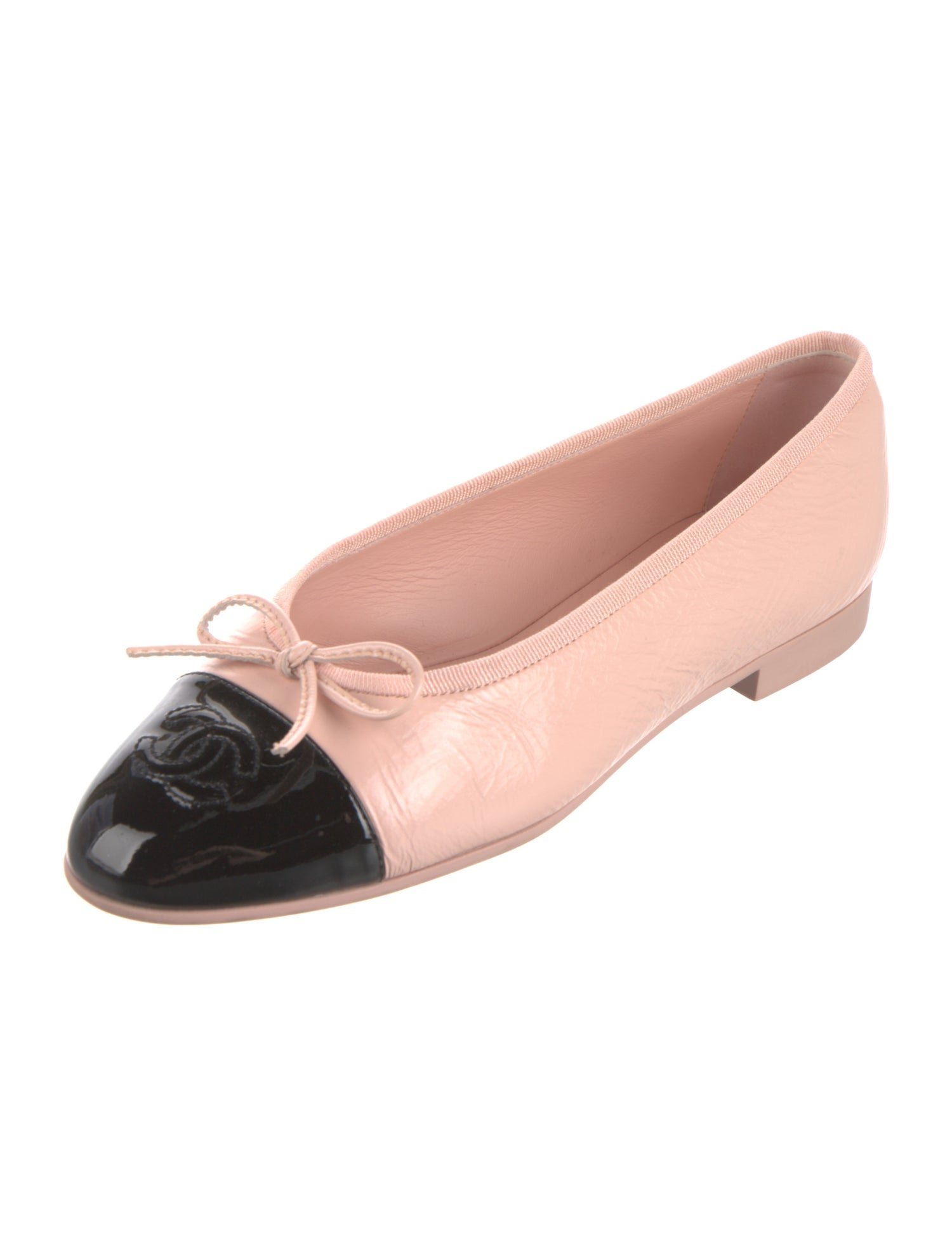 Chanel Interlocking CC Logo Leather Ballet Flats