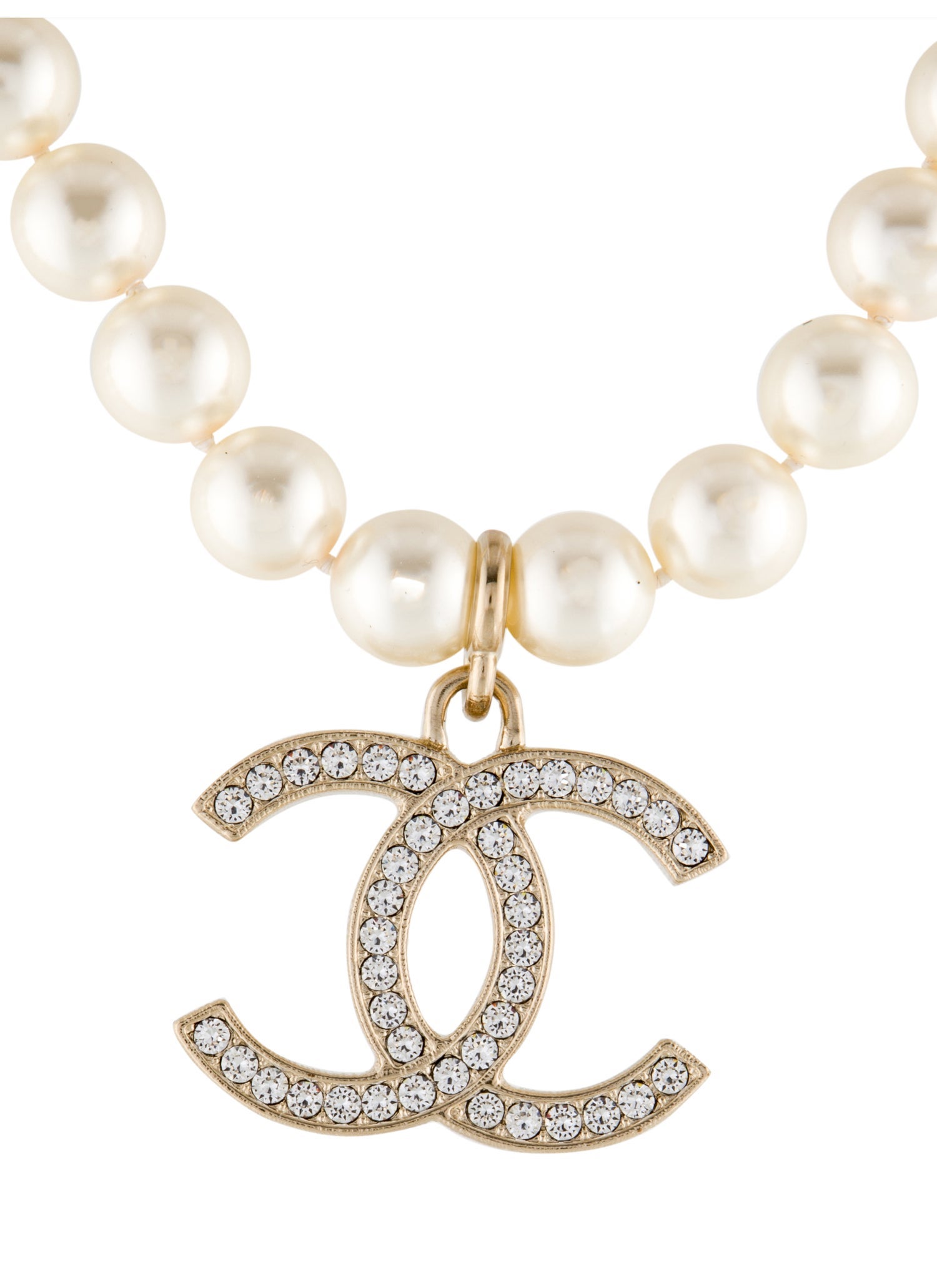 Chanel 2021 Faux Pearl & Strass Airpods Pendant Necklace