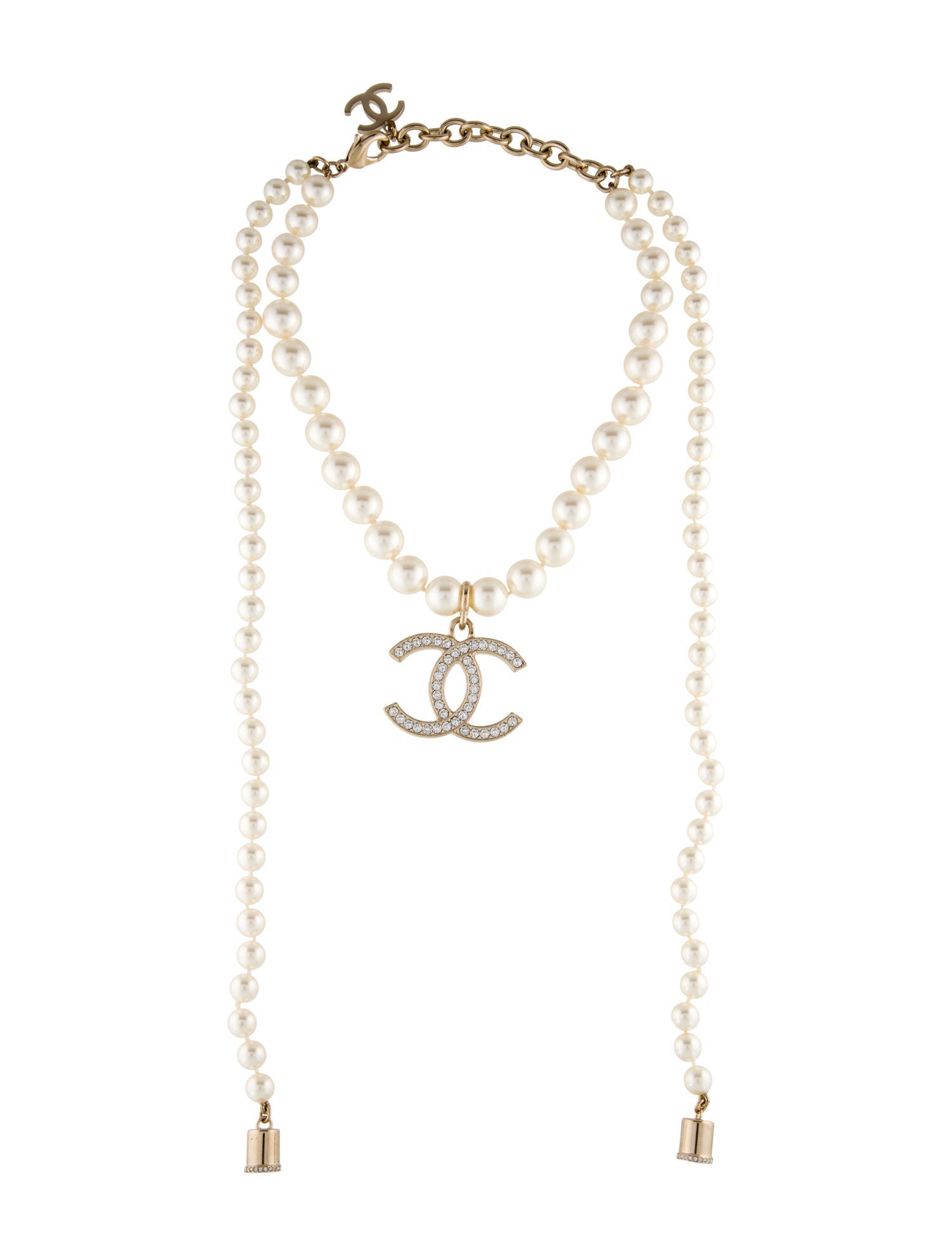 Chanel 2021 Faux Pearl & Strass Airpods Pendant Necklace