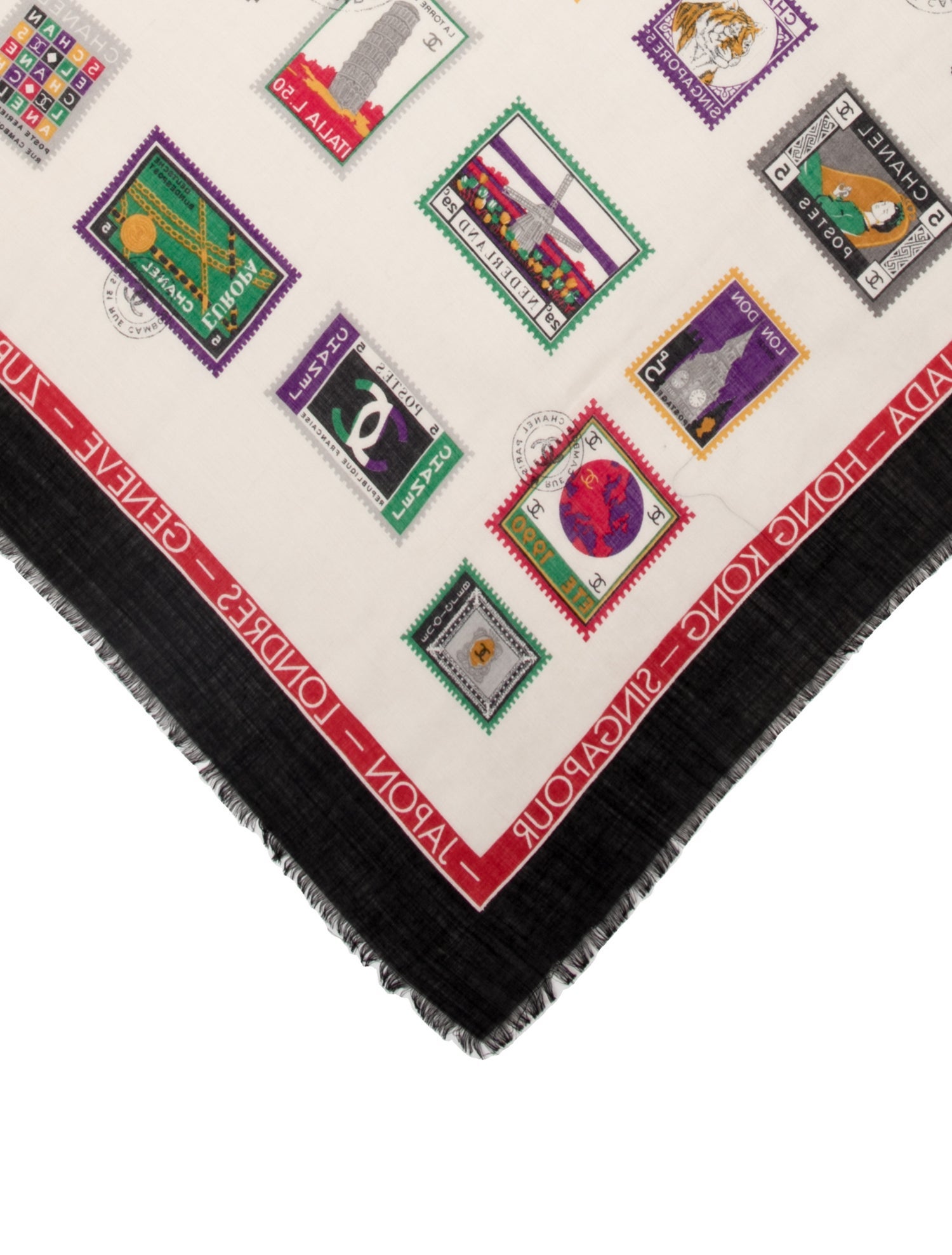 Chanel Stamps Silk Scarf