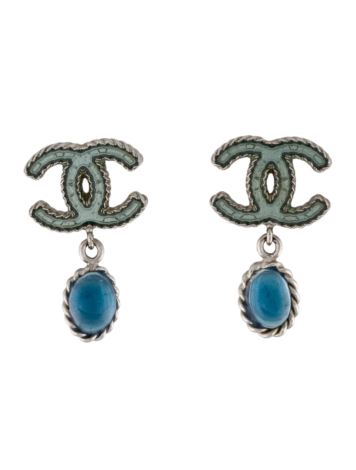 Chanel Enamel & Resin CC Drop Earrings