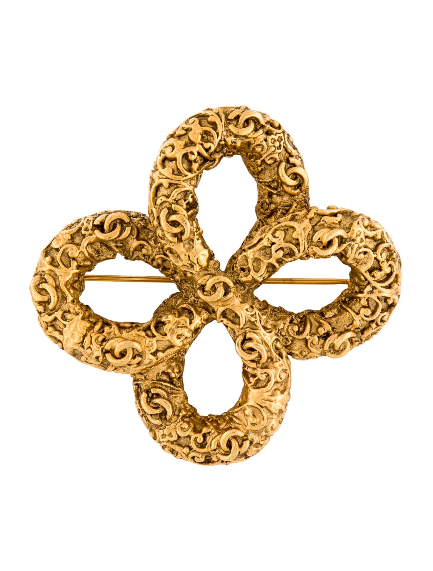 Chanel Vintage Textured CC Brooch