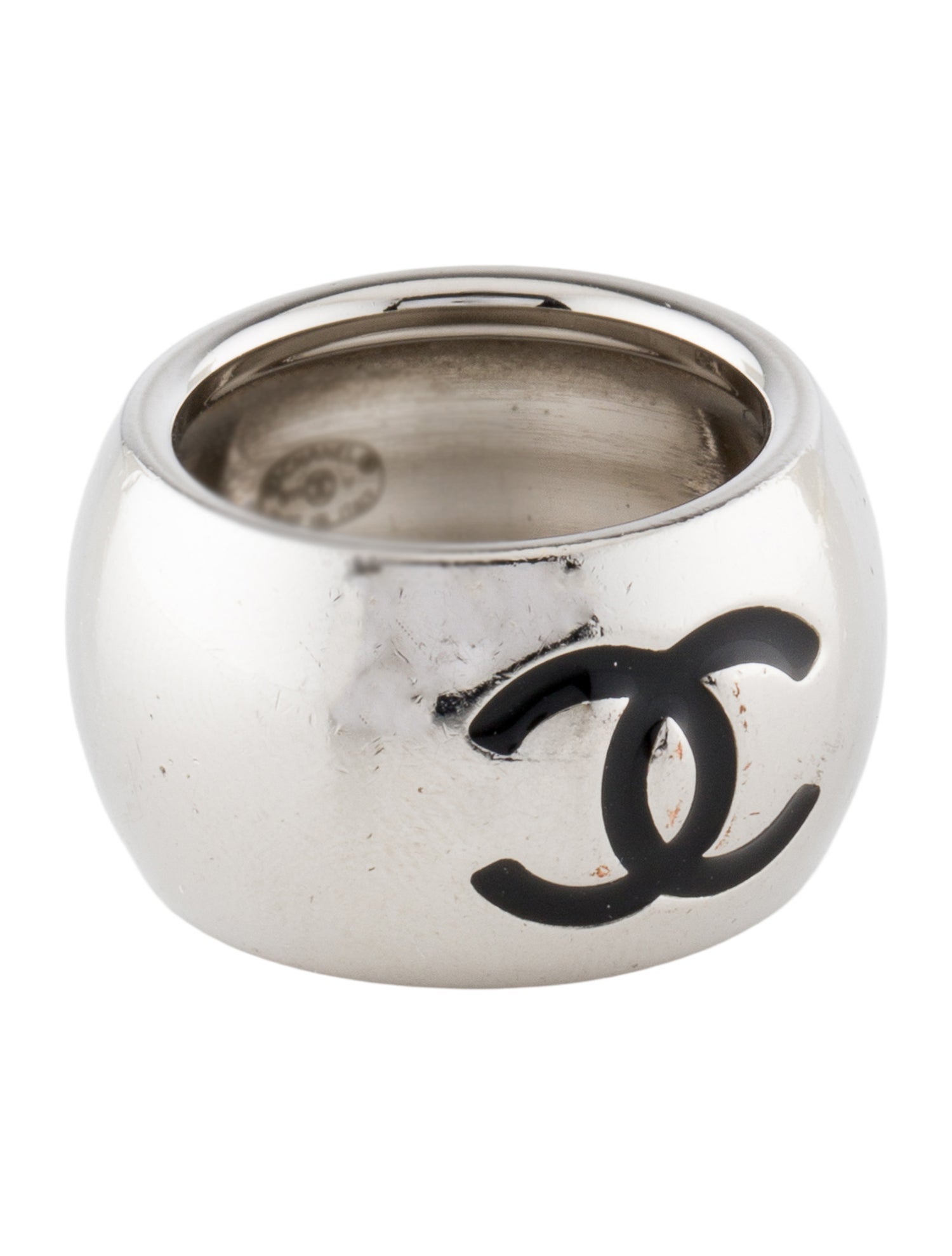 Chanel Enamel CC Heart Band Ring
