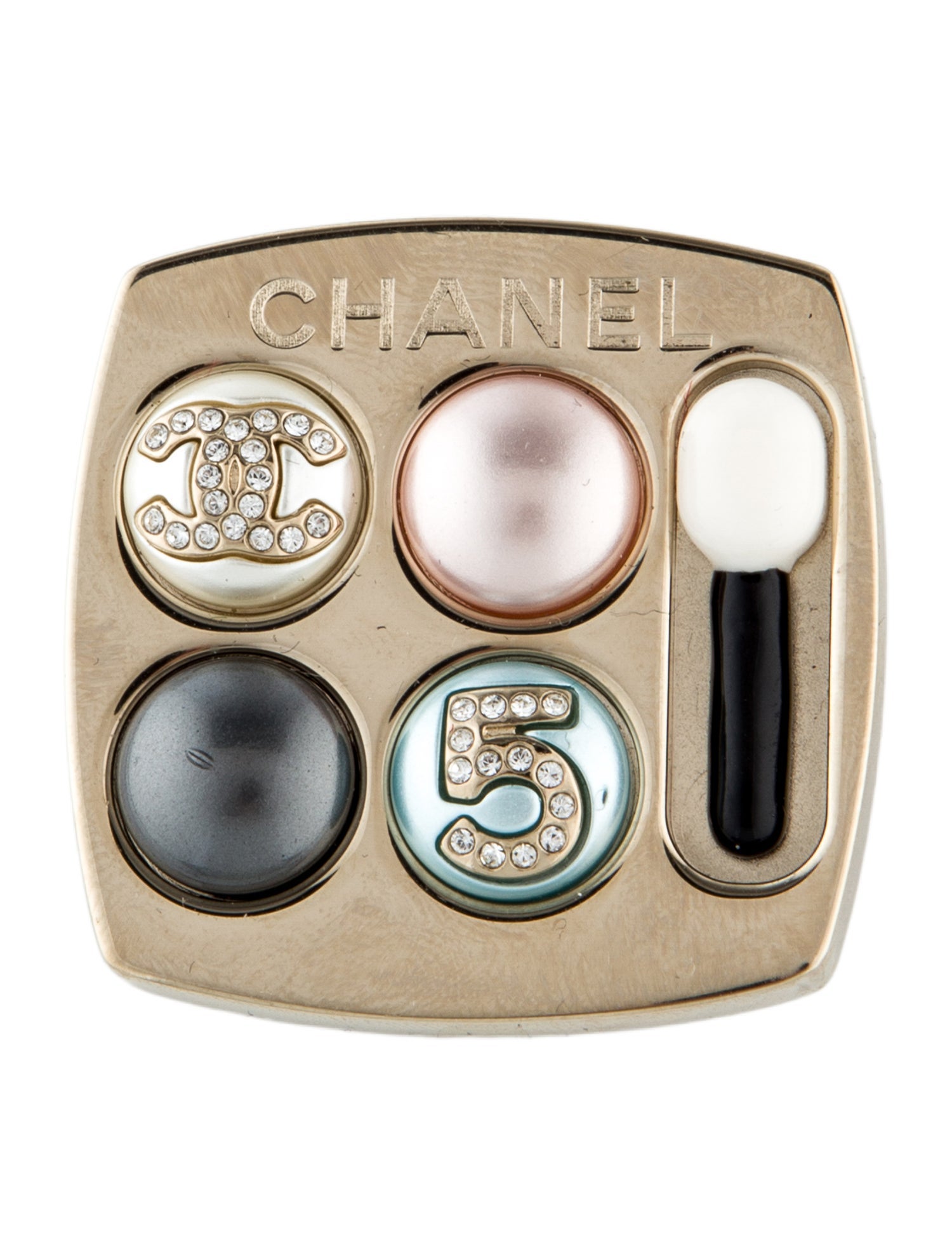 Chanel 2023 CC Faux Pearl, Strass & Resin Eyeshadow Brooch
