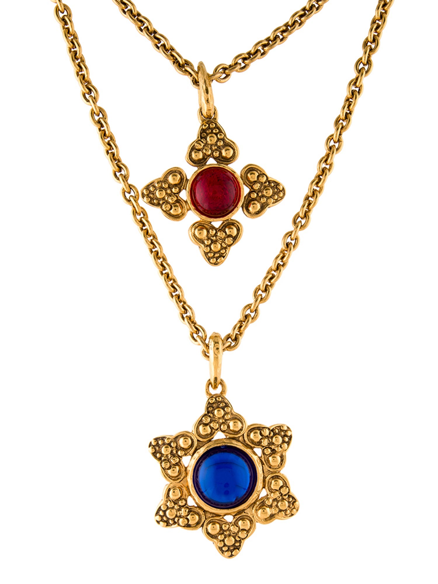 Chanel Vintage Gripoix Double Pendant Necklace