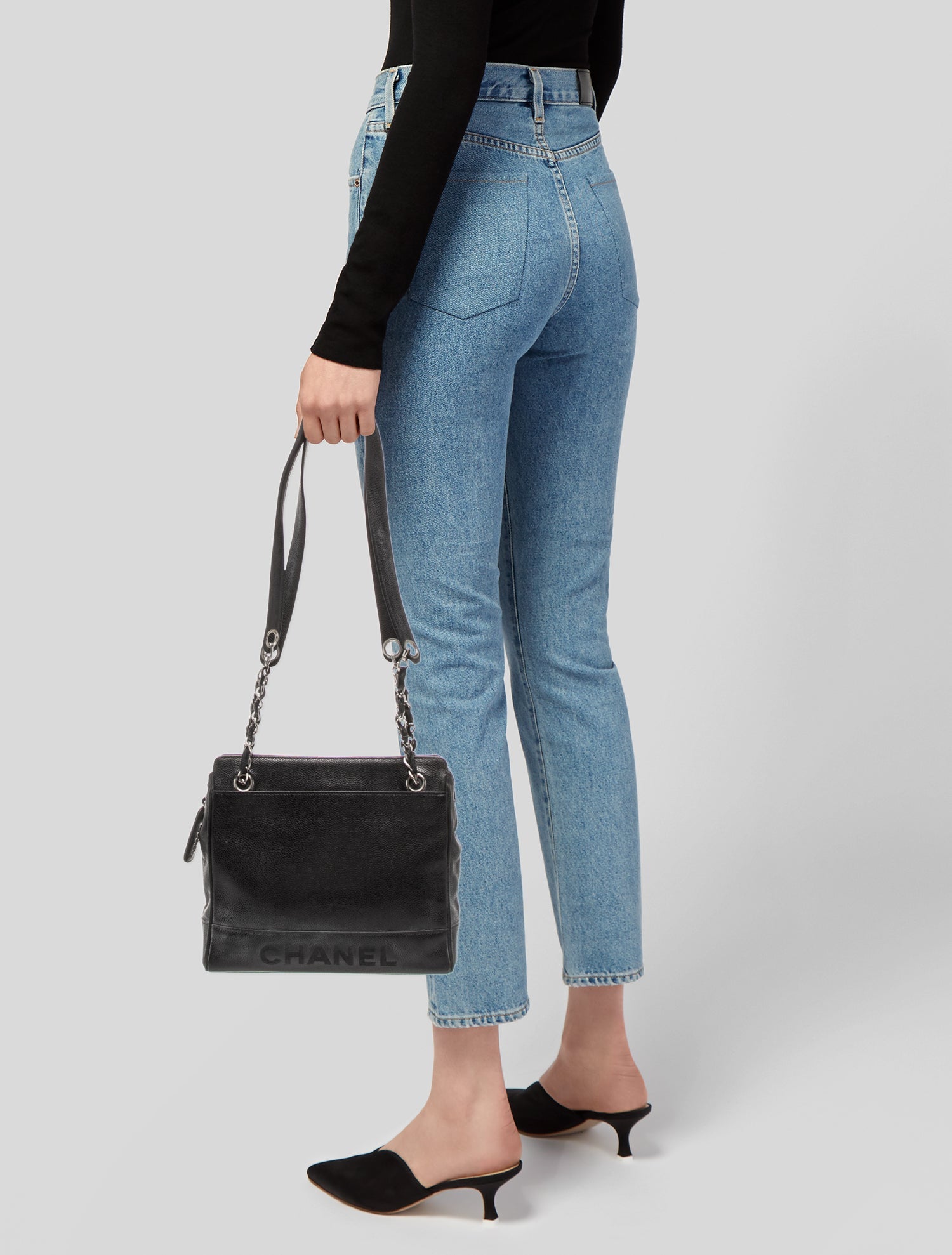 Chanel Logo Caviar Tote