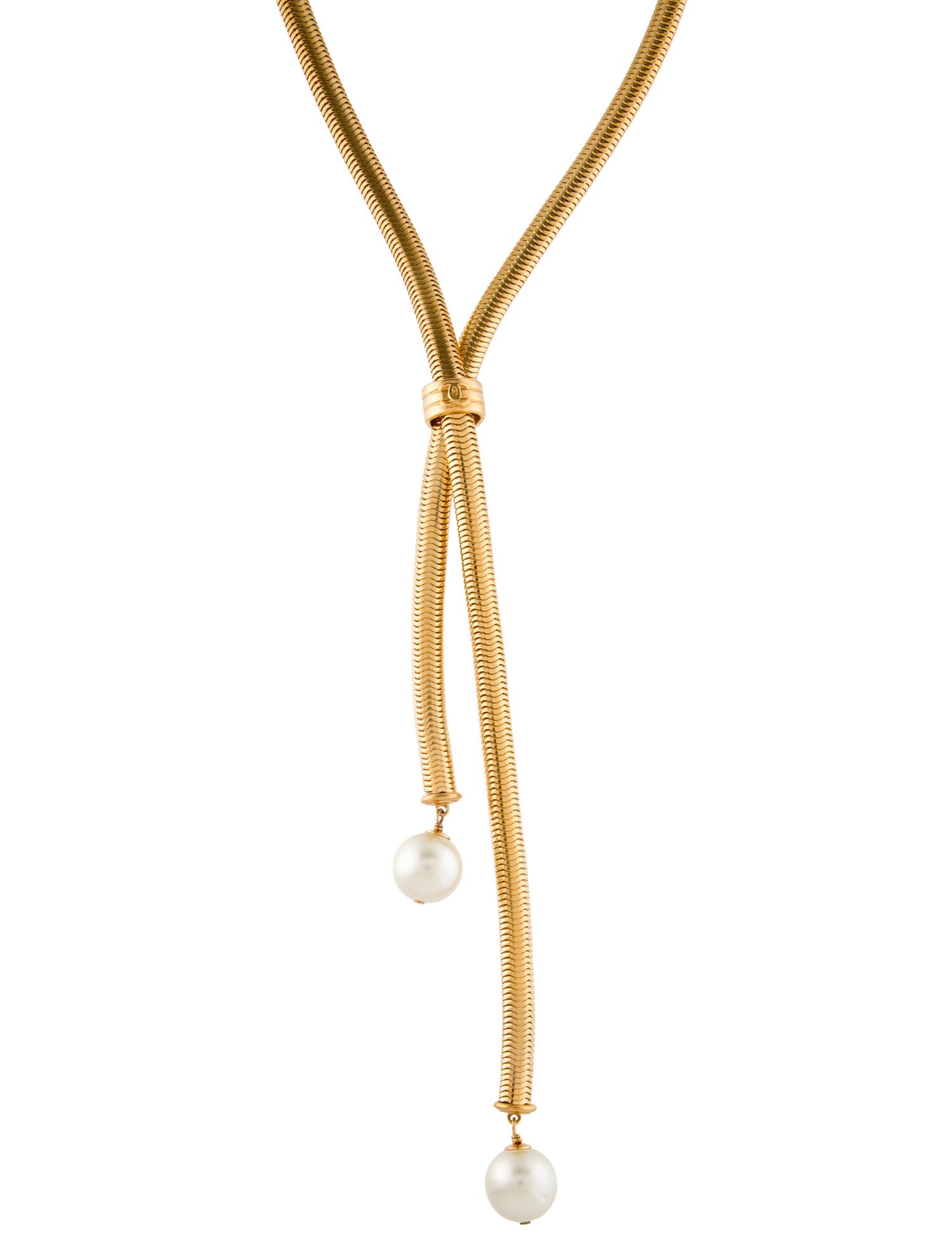 Chanel Vintage Faux Pearl Bolo Necklace