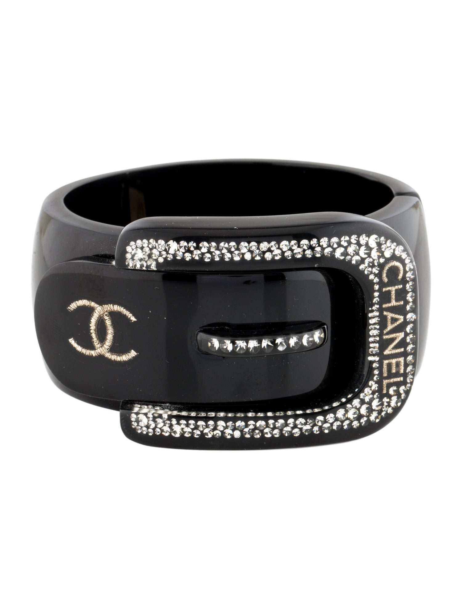 Chanel Paris-Hamburg Resin & Strass CC Buckle Hinged Bracelet