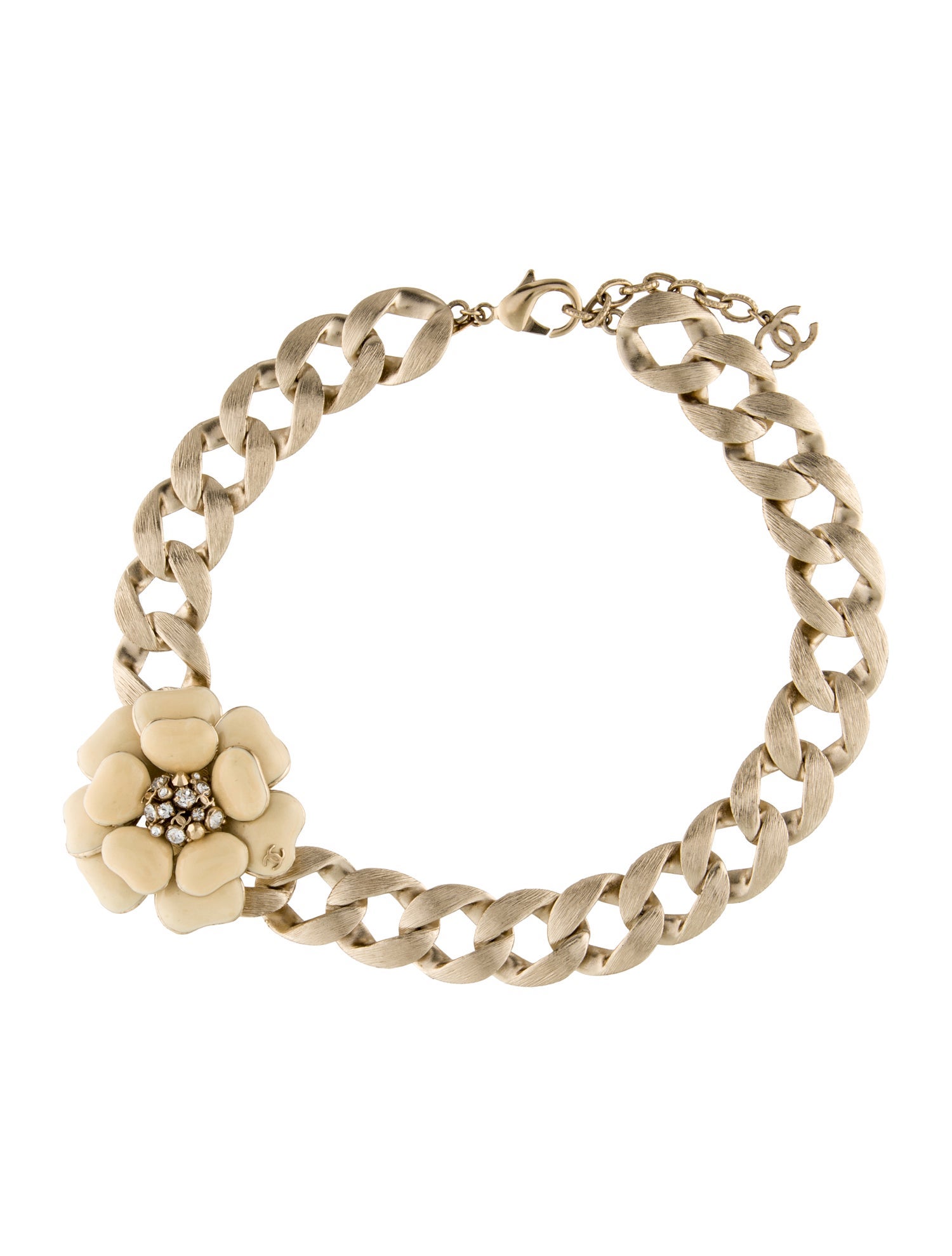 Chanel Enamel & Strass Flower Collar Necklace